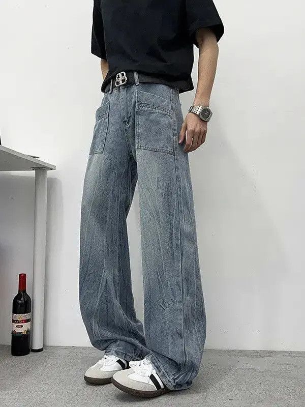 Japanese Brand Retro loose wide leg straight leg jeans Size US 32 / EU 48 - 2 Thumbnail