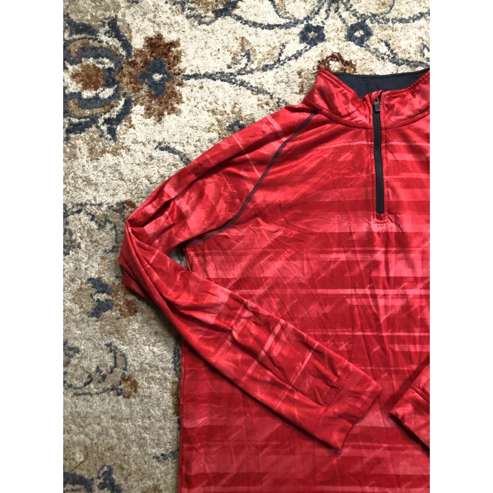 Under Armour Under Armour HeatGear Shirt Mens Large Red Quarter Zip Long Sleeve Raglan Mock Neck Size US L / EU 52-54 / 3 - 3 Thumbnail