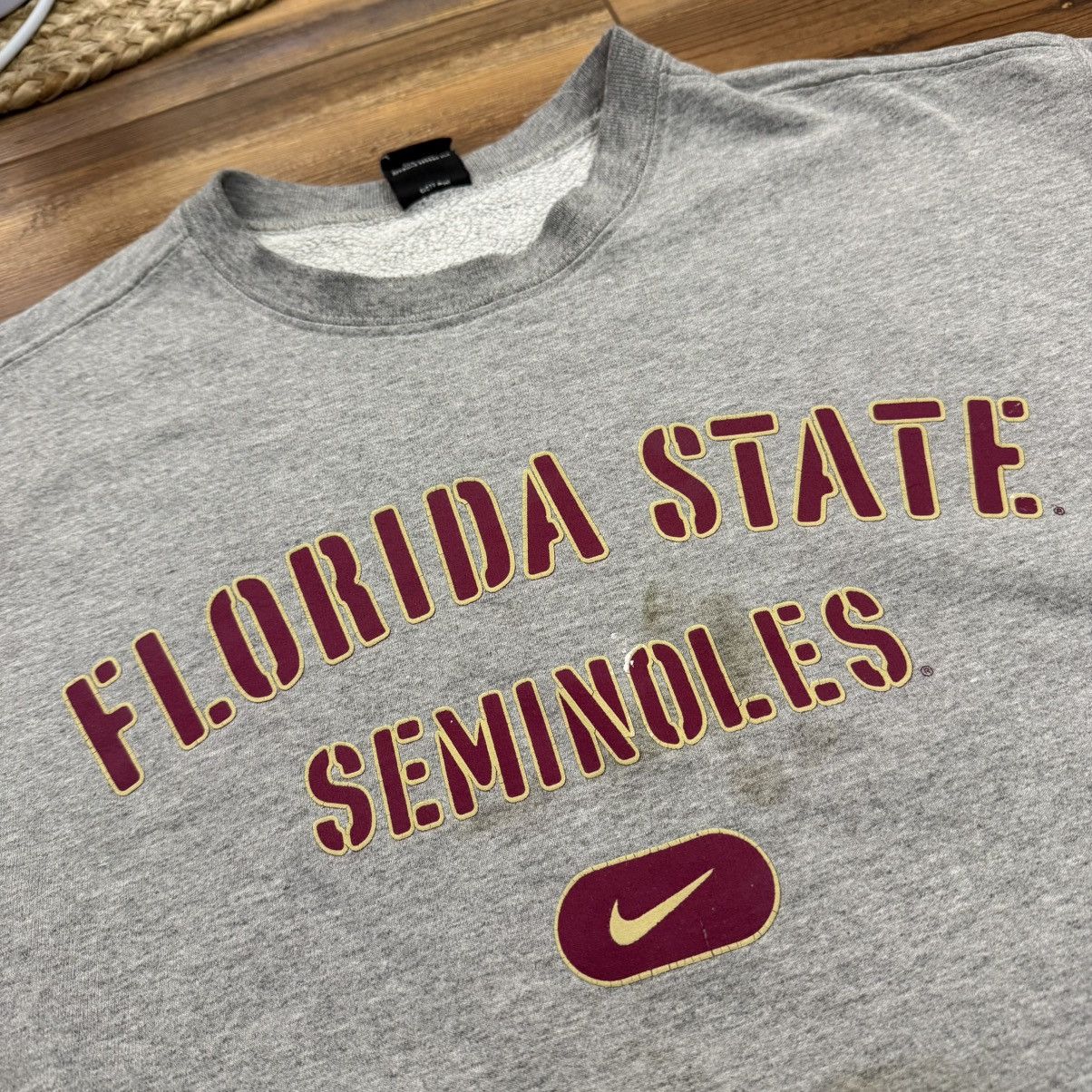 Nike Vintage Grey Florida State Nike Center Swoosh Crewneck Size US XL / EU 56 / 4 - 2 Thumbnail