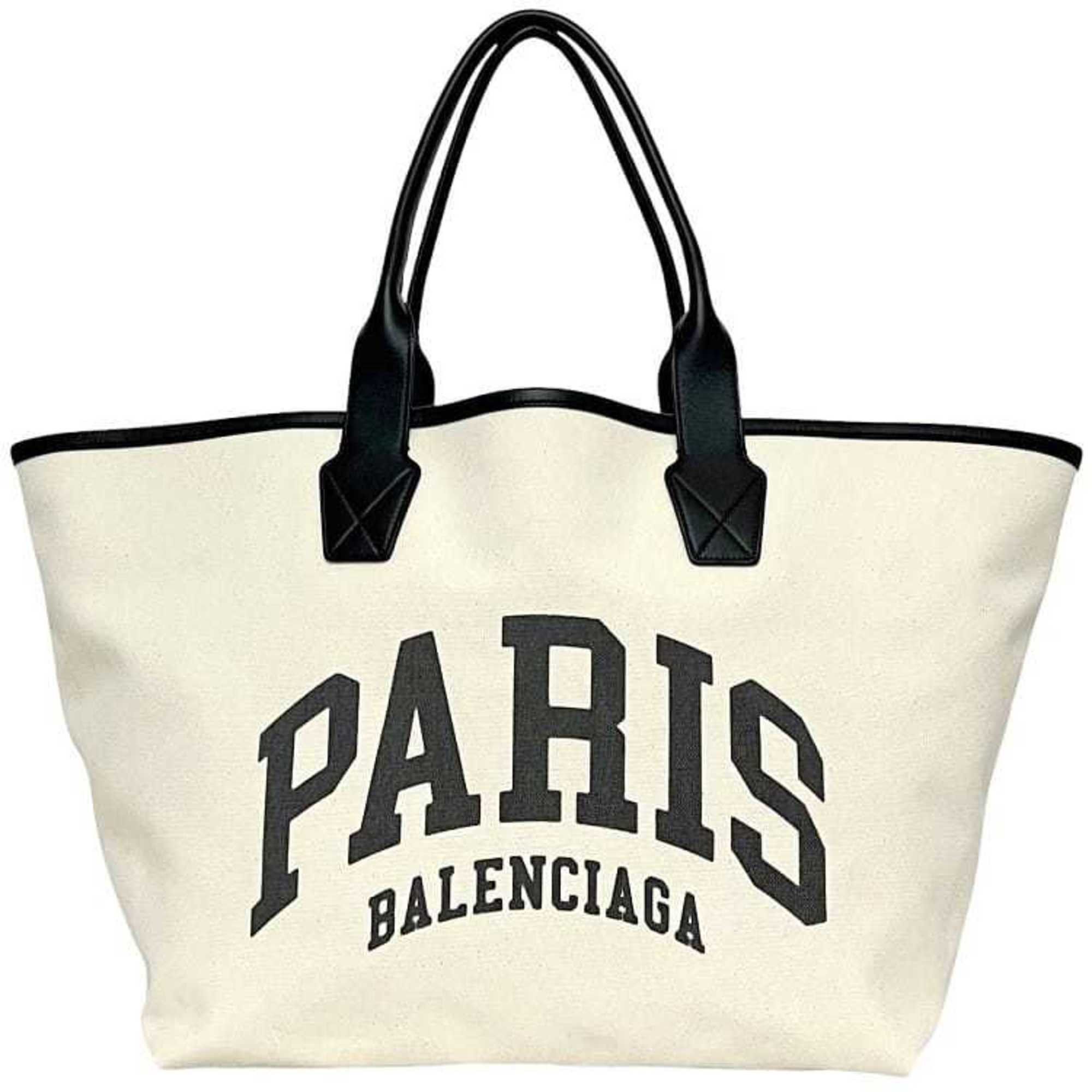 Balenciaga Balenciaga City's Paris Large Tote Bag f-24158 White/Black 689271 Canvas/Leather 9911 R 568024 BALENCIAGA White for Men and Women Size ONE SIZE - 1 Thumbnail