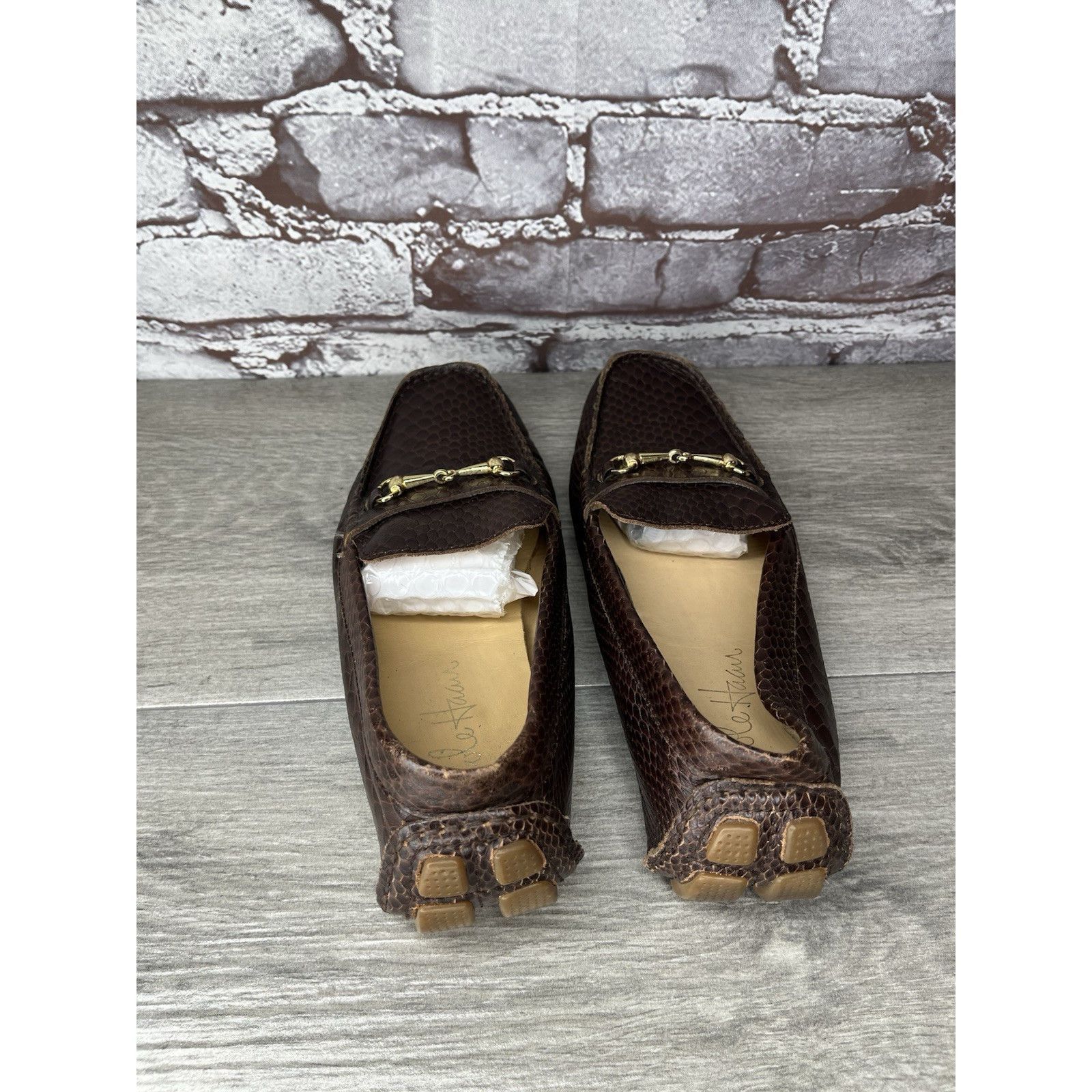Cole Haan COLE HAAN Dark Mocha Brown Leather Python Print Shelby Flats Size US 7.5 / IT 37.5 - 14 Thumbnail