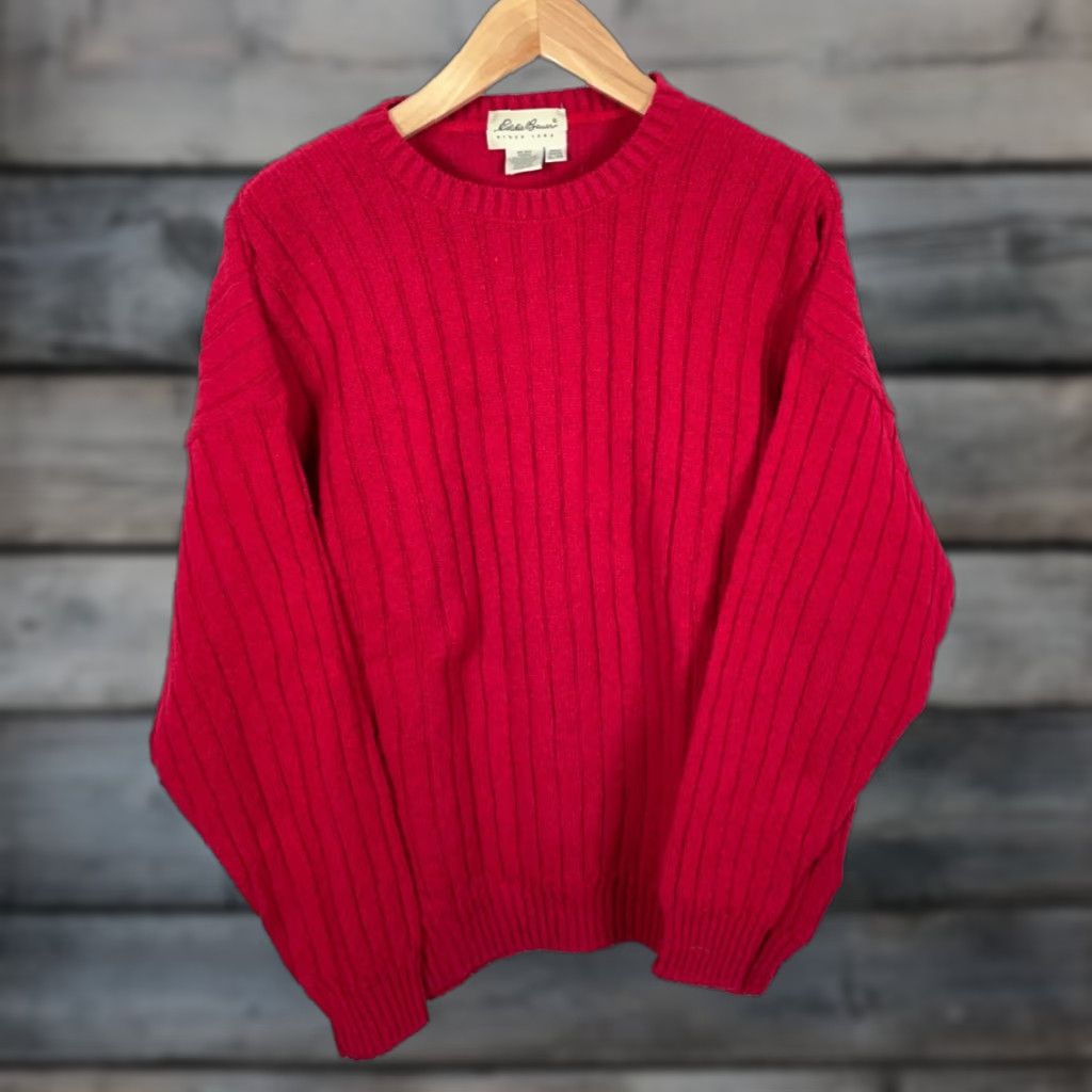 Eddie Bauer VINTAGE Eddie Bauer Sweater Men's XL Red Wool Blend Chunky-Knit Crewneck England Made Casual Pullover Heavyweight 90s, Classic, Dad, Preppy, Retro Size US XL / EU 56 / 4 - 1 Thumbnail