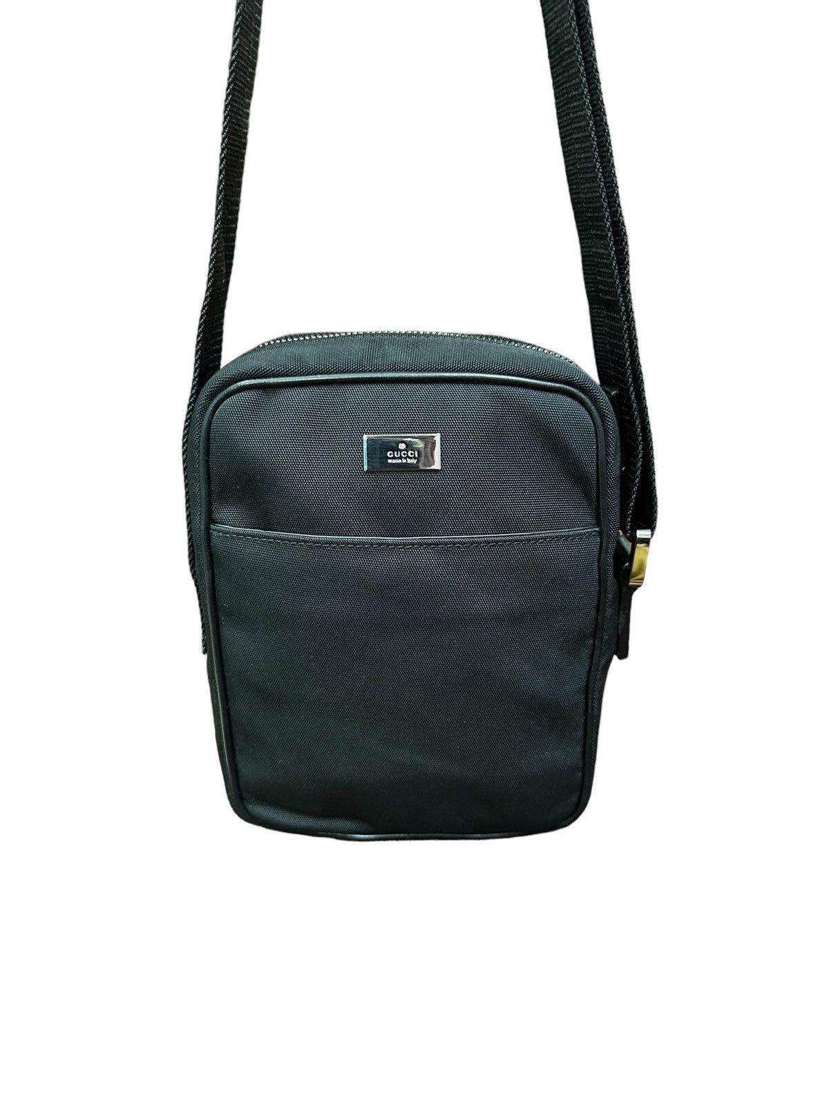 Gucci AUTHENTIC GUCCI SMALL BLACK CANVAS CROSSBODY BAG Size ONE SIZE - 2 Thumbnail