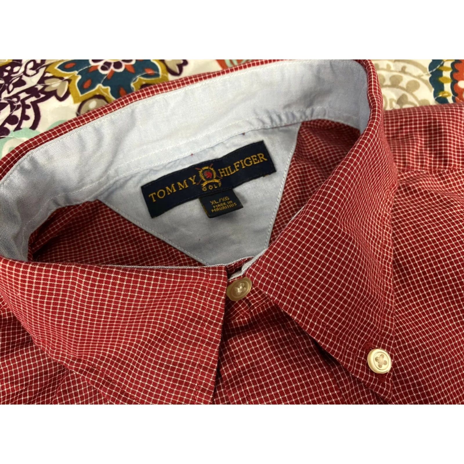 Tommy Hilfiger Tommy Hilfiger Shirt Dress Button-Up Down Long Sleeve Red Checkered XL Mens Shirt Size 46R - 4 Thumbnail