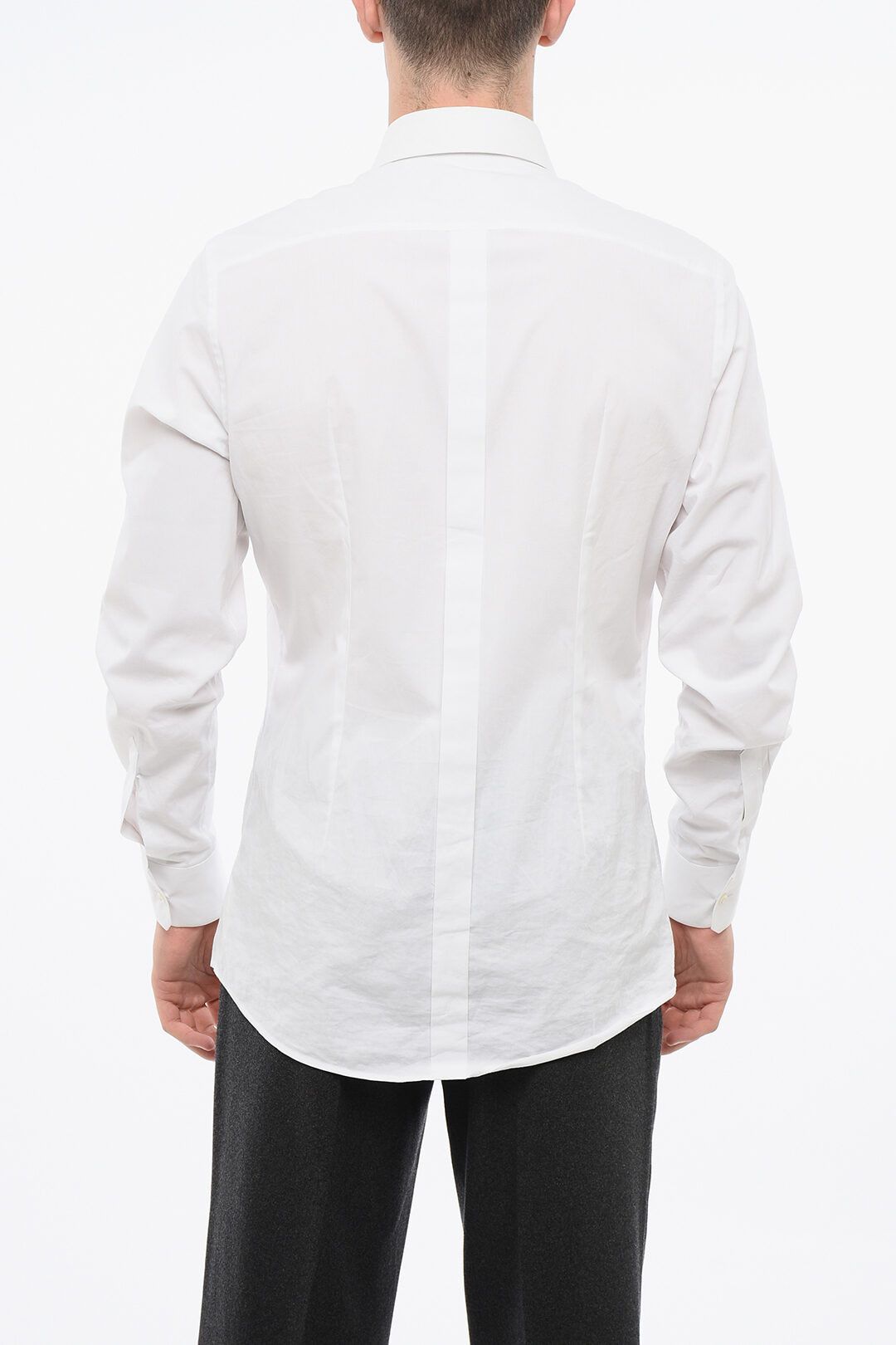 Dolce & Gabbana og1mm0825 Gold Spread Collar Stretch Cotton Shirt in White Size US M / EU 48-50 / 2 - 2 Thumbnail