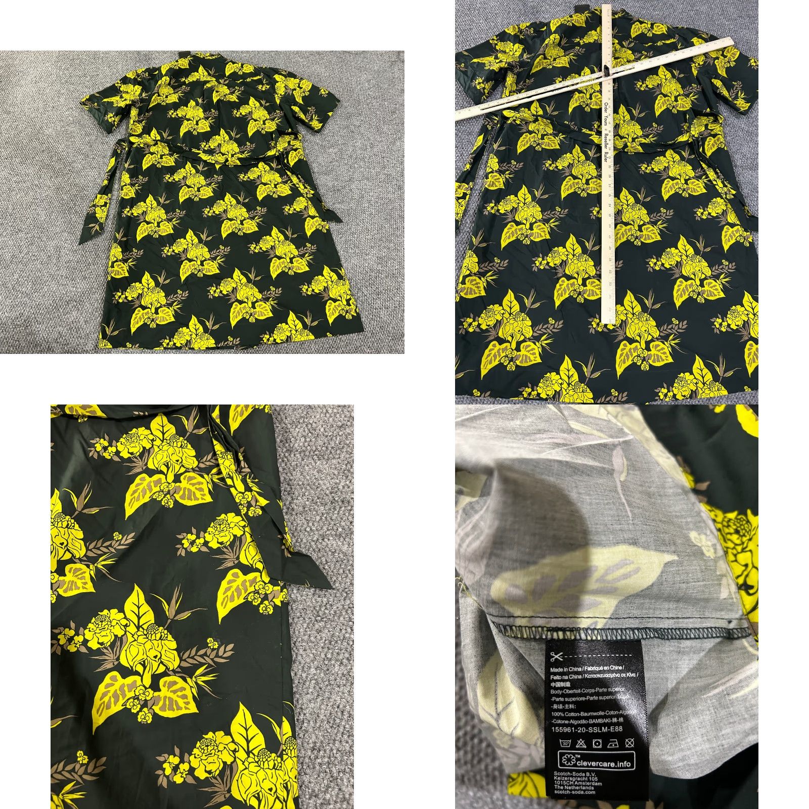 Scotch & Soda Scotch & Soda dress Womens Medium green floral tie waist midi satin cotton short sleeve collared pullover cocktail casual party/occasion Women Mens? Size M / US 6-8 / IT 42-44 - 8 Thumbnail