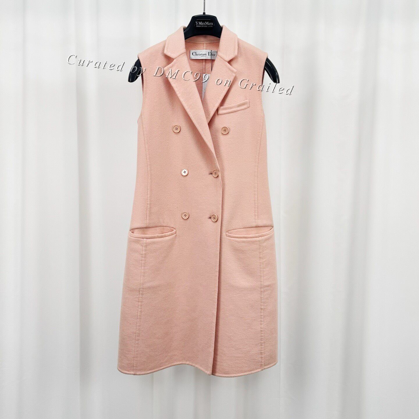 Dior Dior Light Pink Double-Breasted Cashmere Vest Dress Size XS / US 0-2 / IT 36-38 - 1 Thumbnail