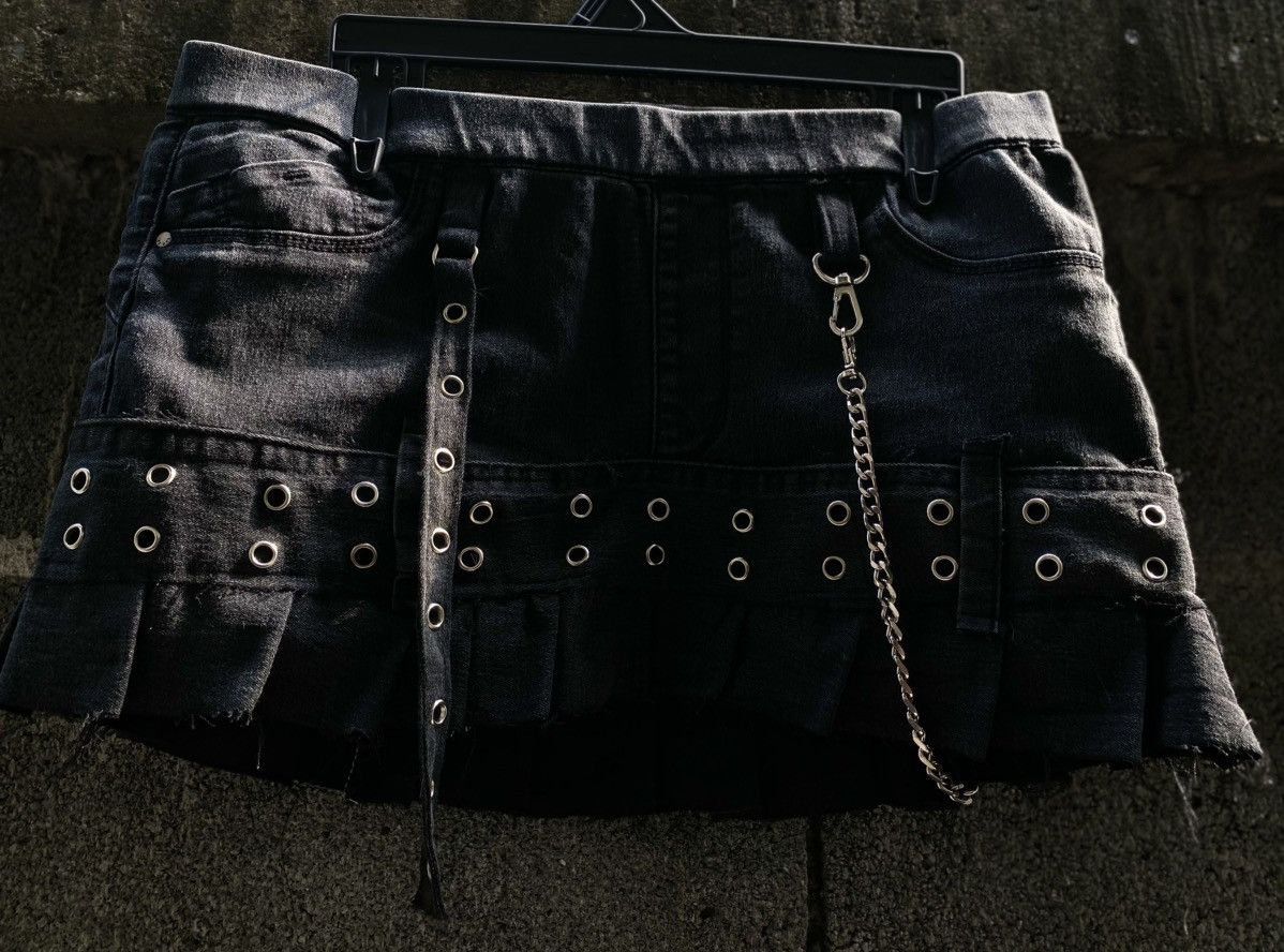 Other × Vintage Custom soft denim skirt, punk style, black, size 8 Size 30" / US 8 / IT 44 - 2 Thumbnail