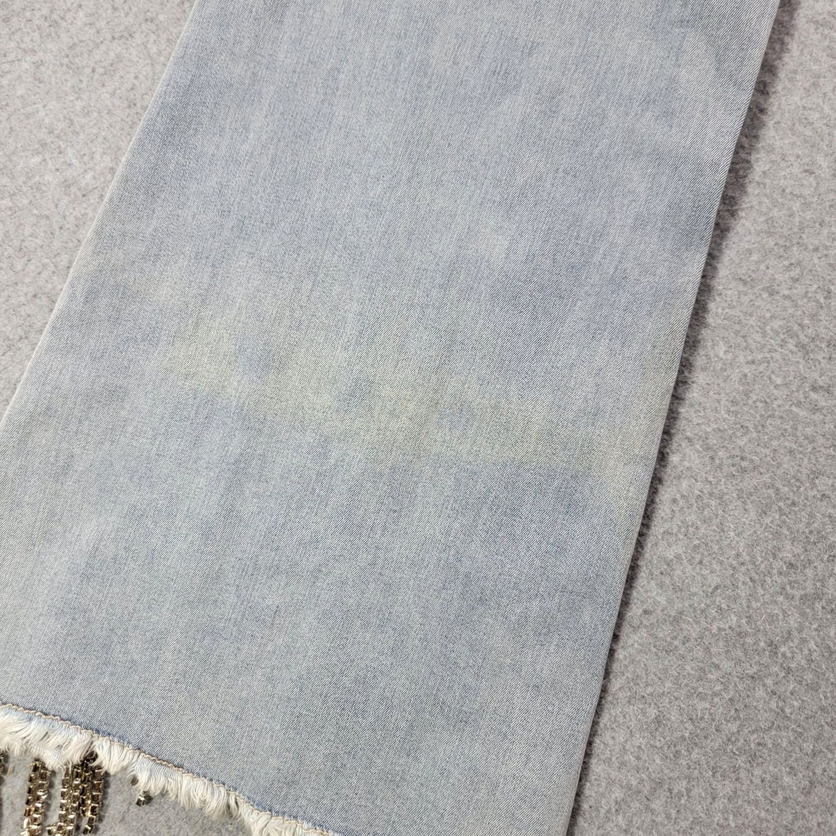 Vintage Versona Jeans Womens 10 Light Wash Flare Leg Fringe Hem Rhinestone Denim Modern Jeans Size 32" / US 10 / IT 46 - 6 Thumbnail