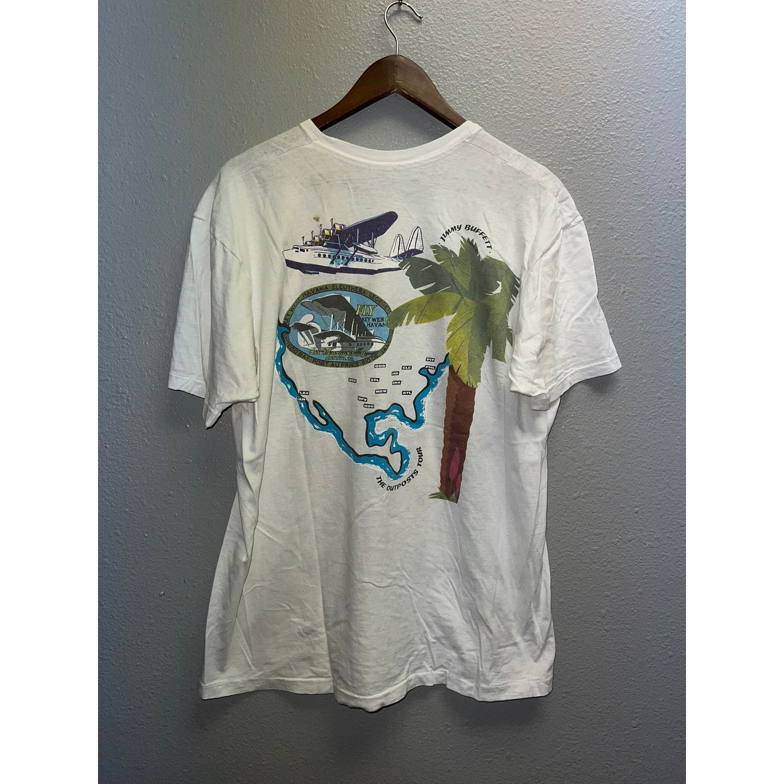 Hanes Vintage Jimmy Buffet The Outpost Tour Shirt Concert 90s VTG Size US L / EU 52-54 / 3 - 10 Thumbnail
