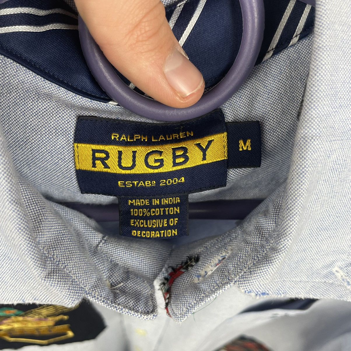 Polo Ralph Lauren Polo Ralph Lauren Rugby Patchwork Oxford Blue Shirt Size US M / EU 48-50 / 2 - 21 Thumbnail