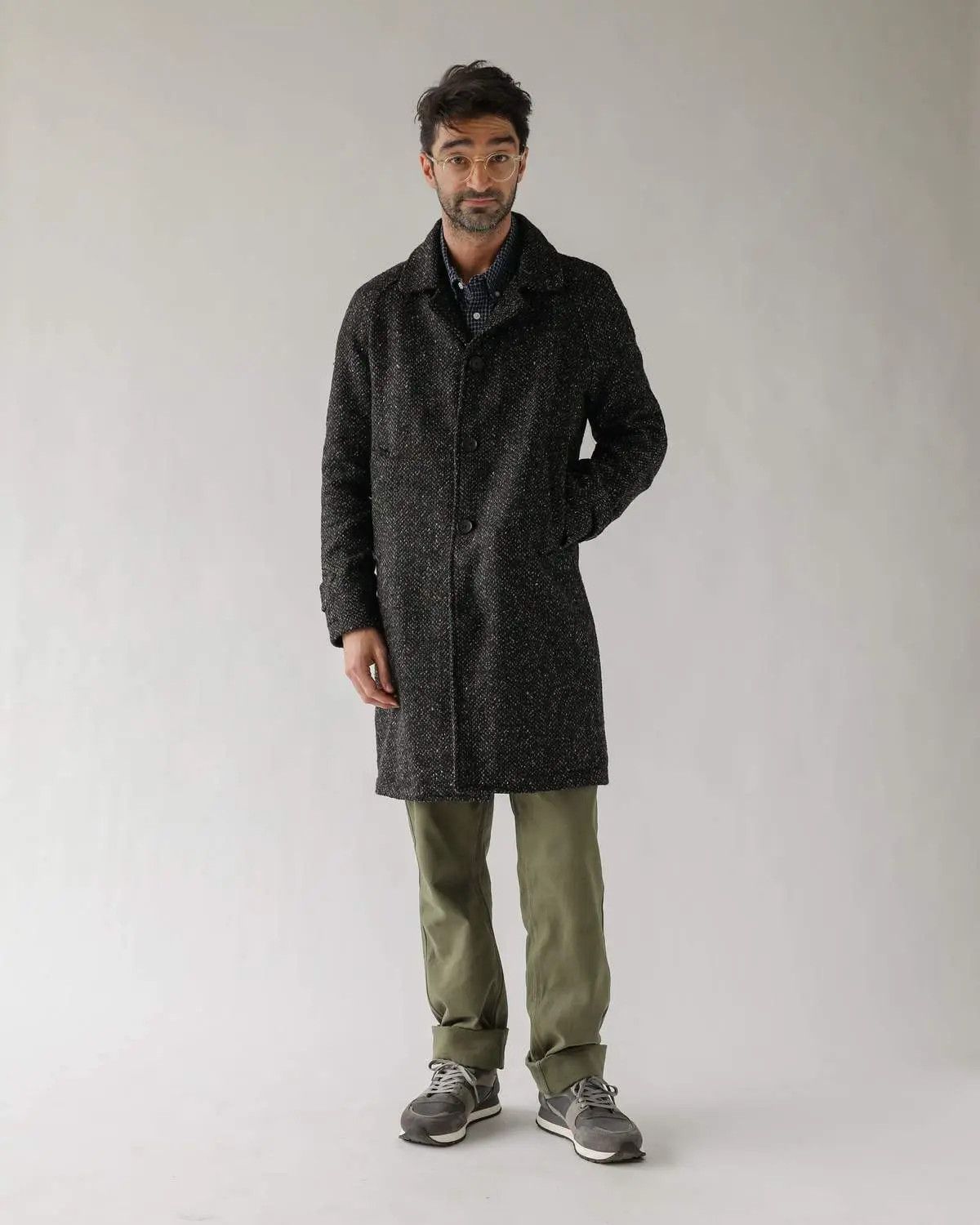 Corridor Italian Wool/Silk Tweed Herringbone Raglan Coat Size US XS / EU 42 / 0 - 6 Thumbnail