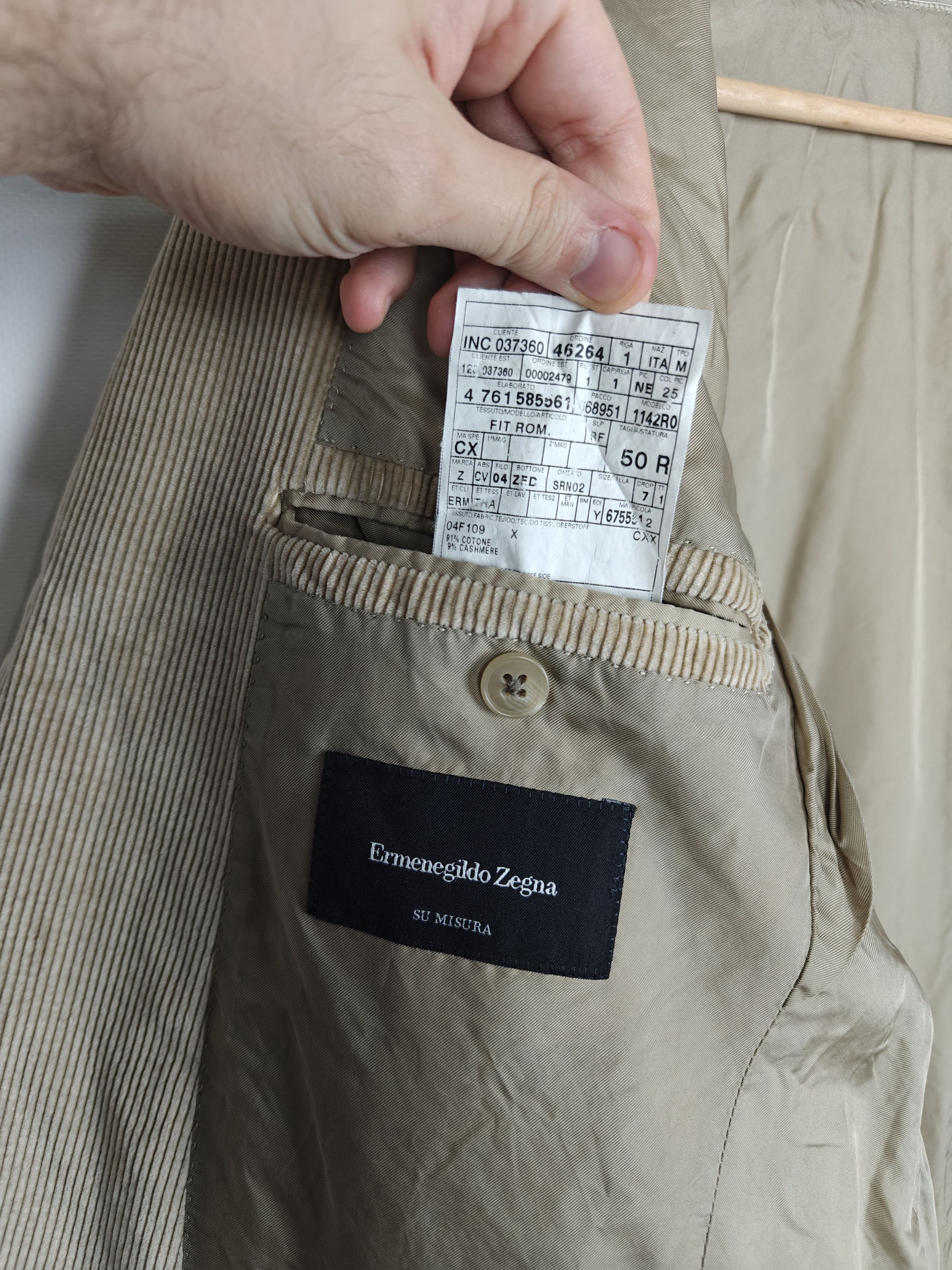 Ermenegildo Zegna Ermenegildo Zegna Corduroy Blazer Jacket Cashco Beige IT50R Size 40R - 10 Thumbnail