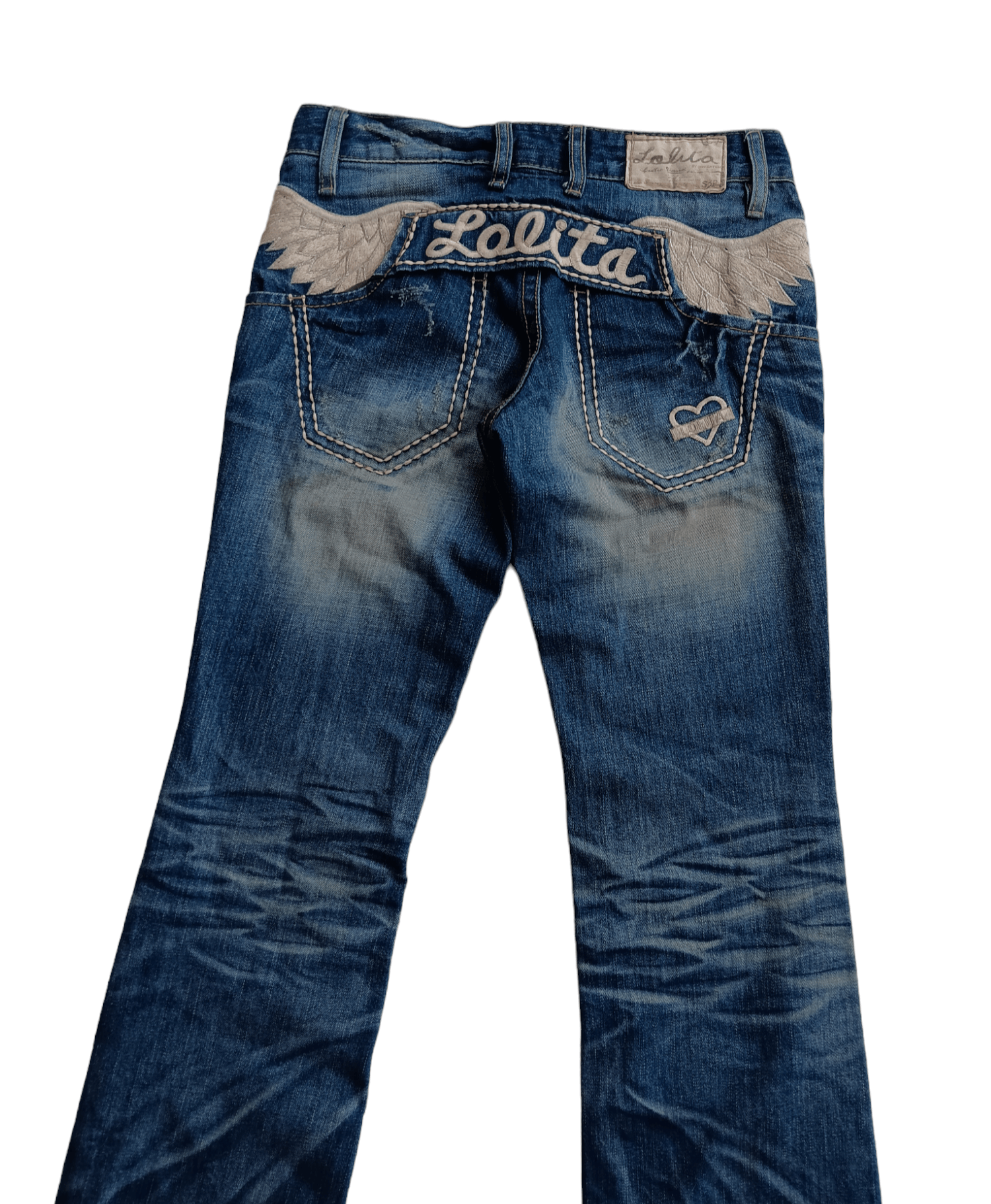 Japanese Brand YOSHITOMO NARA LOLITA WINGS EMBROIDERED BOOTCUT LOW RISE Size US 29 - 3 Thumbnail