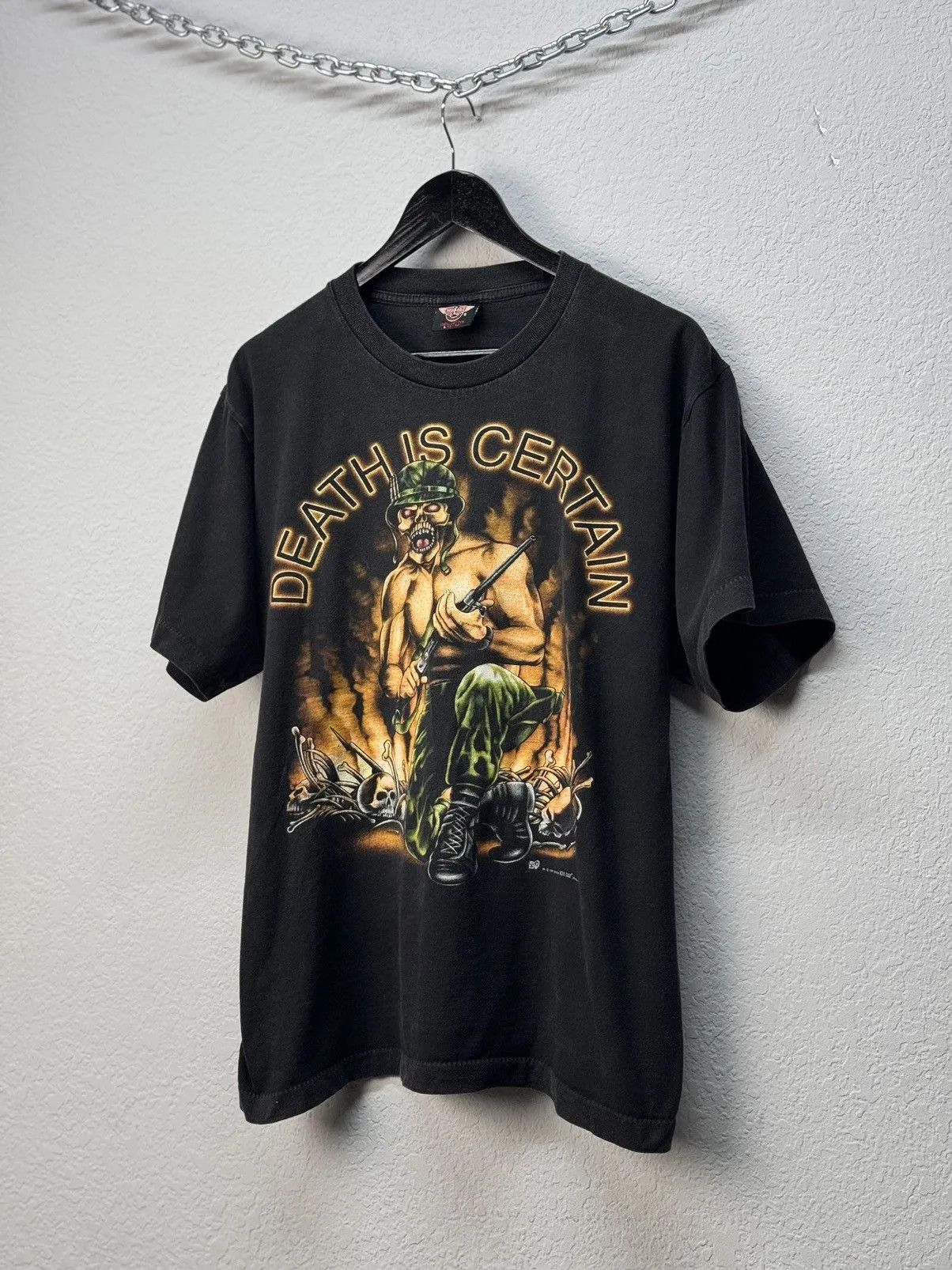 Band Tees Vintage 3d Emblem Death Is Certain Rare Military Made In USA Size US XL / EU 56 / 4 - 2 Thumbnail