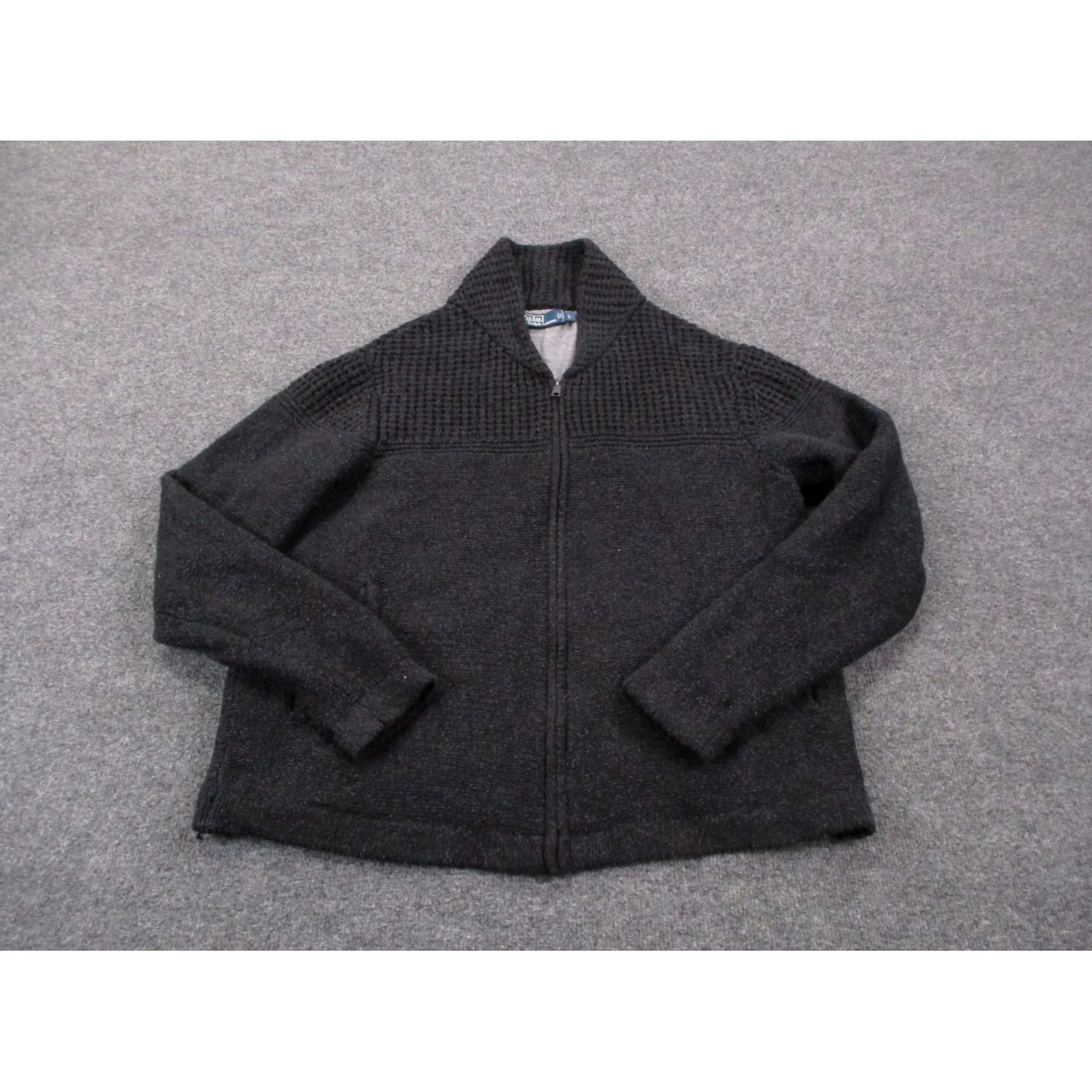 Polo Ralph Lauren Polo Ralph Lauren Sweater Men L Cable-Knit Wool Gray Full Zip, Shawl Neck, Heavy, Pockets, Thermal, Logo, Regular Fit, size L Mens Size US L / EU 52-54 / 3 - 2 Thumbnail