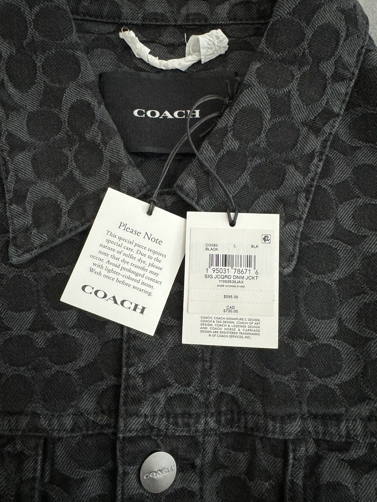 Coach Signature Jacquard Denim Jacket Women Size Large Size L / US 10 / IT 46 - 5 Thumbnail