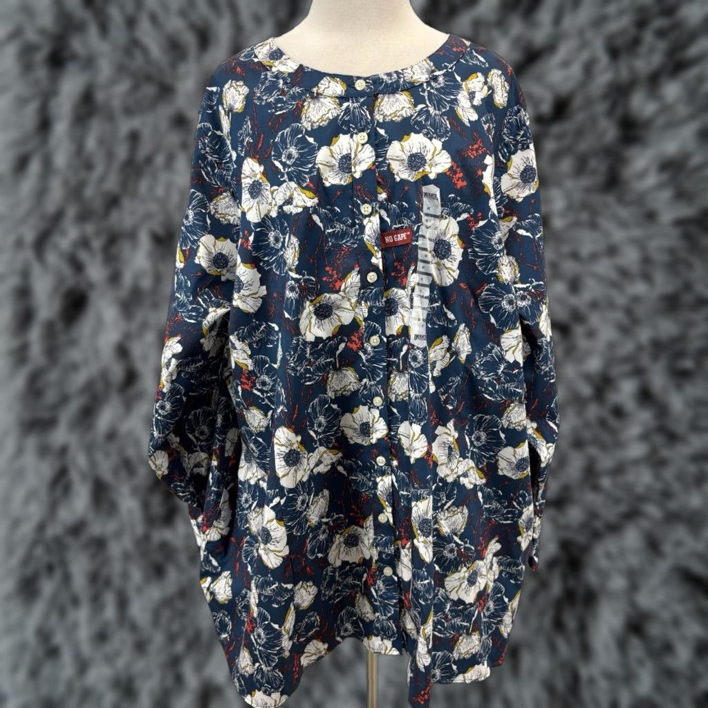 Vintage VINTAGE? No. Duluth Trading Co. Wrinklefighter Tunic Shirt Womens 4X Blue Floral Print Size XXL / US 16-18 / IT 52-54 - 1 Thumbnail