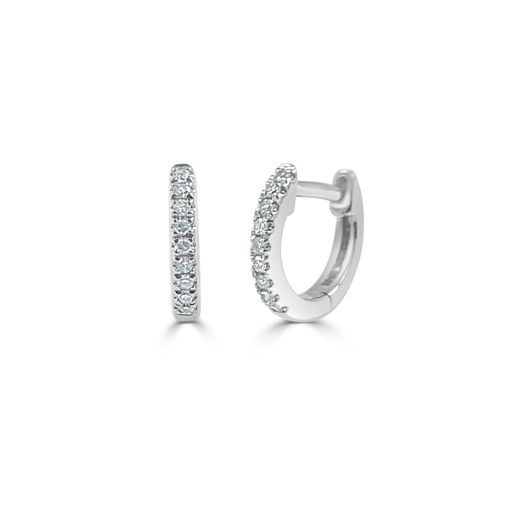 Diamond Huggie Earrings in 14KT White Gold 0.05 ctw