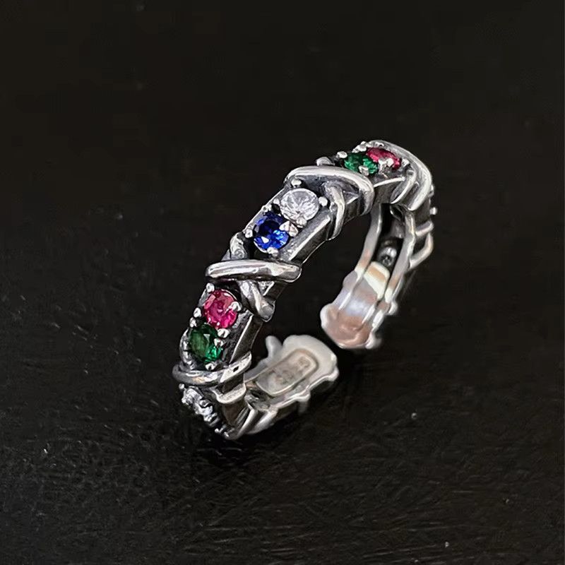 Jewelry Multicolor Zircon Cross Rings Size ONE SIZE - 1 Thumbnail