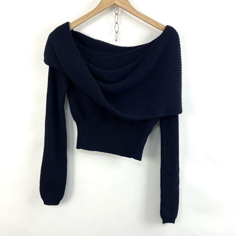 Dior Dior Dark blue irregular backless knitted sweater Size M / US 6-8 / IT 42-44 - 2 Thumbnail