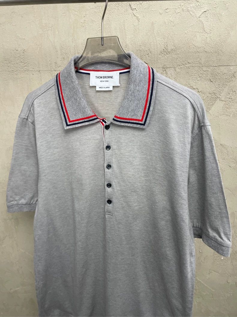 Thom Browne Thom browne Gray stripe Polo short sleeves 2504-Nextarrow Size US L / EU 52-54 / 3 - 3 Thumbnail