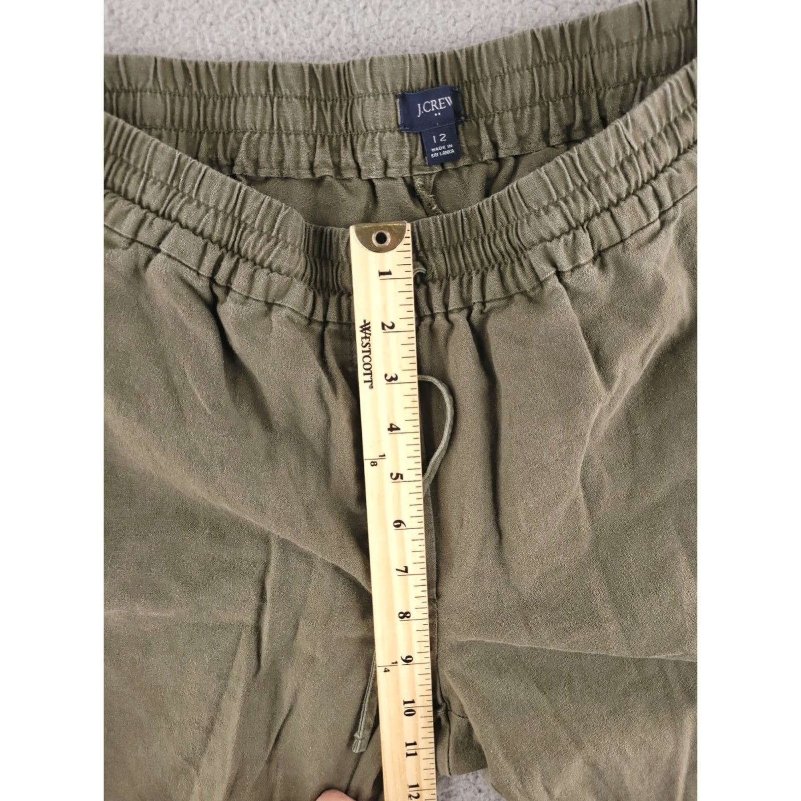 J.Crew J.CREW Pants Womens 12 Green Linen Crop Cropped Cropped Pants Cotton Linen Blend Solid Size 34" / US 12 / IT 48 - 7 Thumbnail