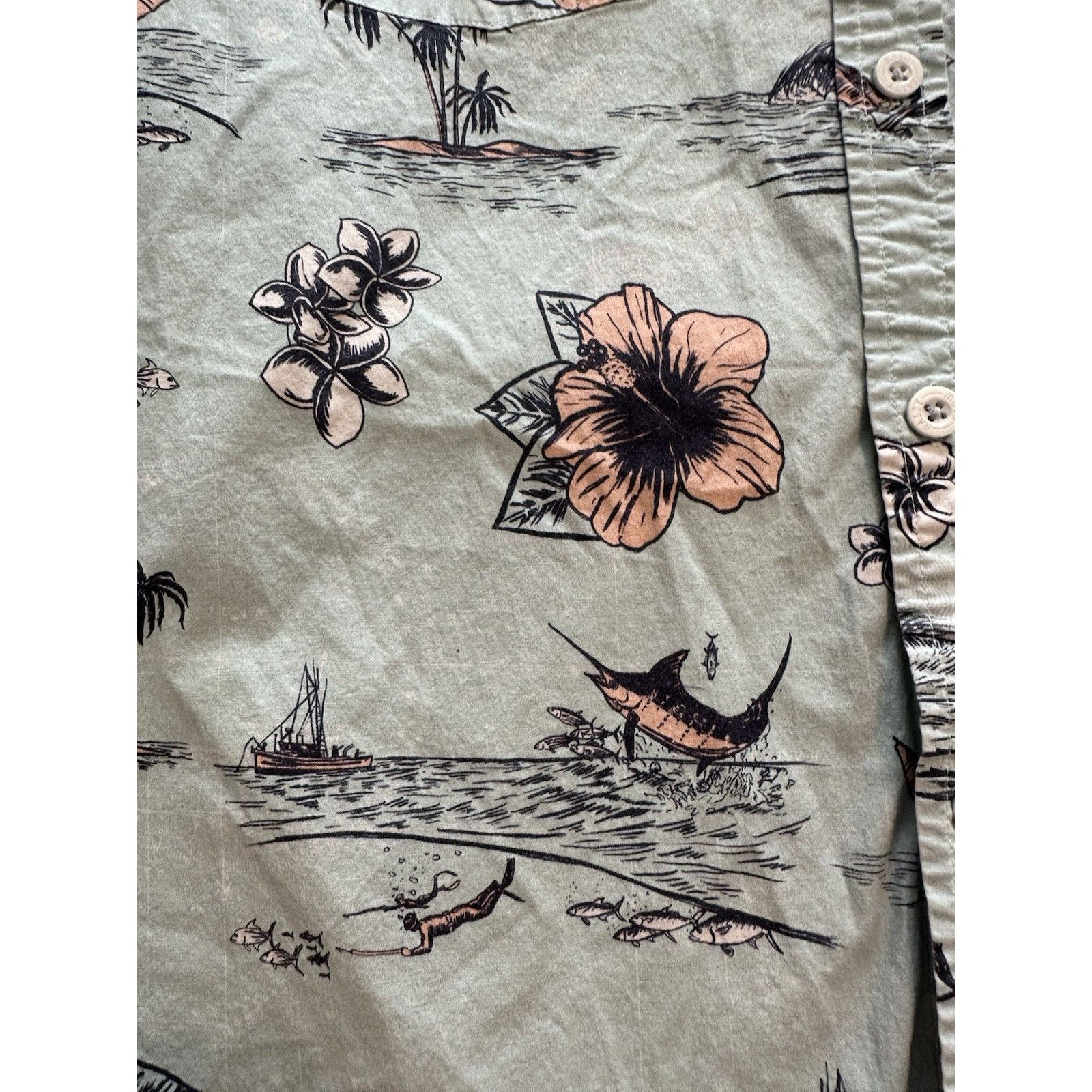 Other Salty Crew Button Shirt XL Tropic Sails Nautical Floral Blue Size US XL / EU 56 / 4 - 3 Thumbnail
