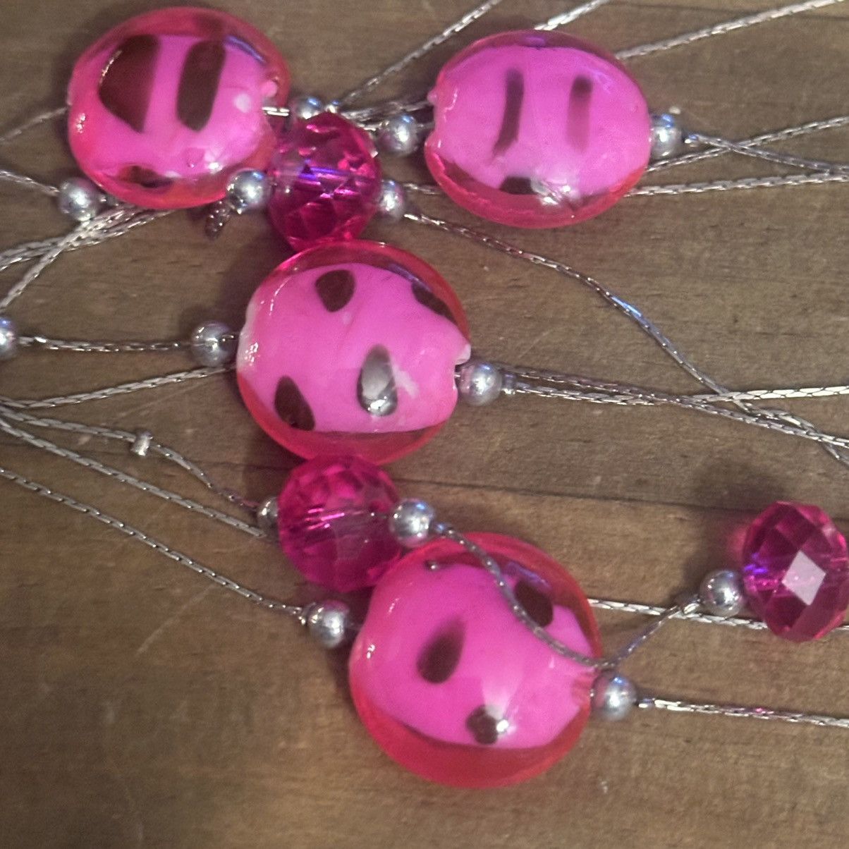 Other Silver tone layered hot pink station bead necklace Size ONE SIZE - 3 Thumbnail