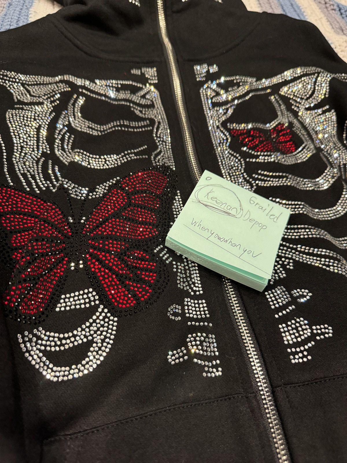 Designer Demons and Angels butterflies rhinestone skeleton hoodie Size US M / EU 48-50 / 2 - 4 Thumbnail