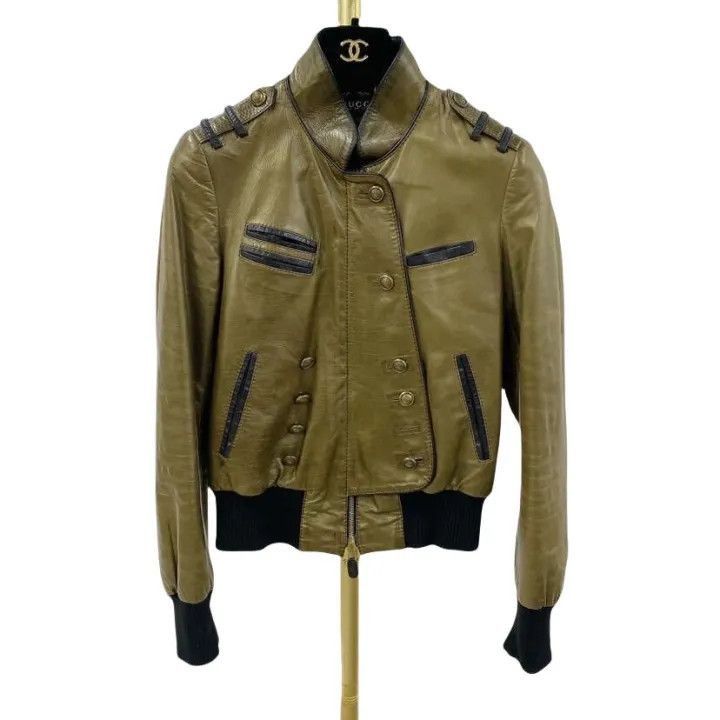 Gucci Gucci Gucci Brown Leather Single Button Jacket -2506 Size US M / EU 48-50 / 2 - 1 Thumbnail