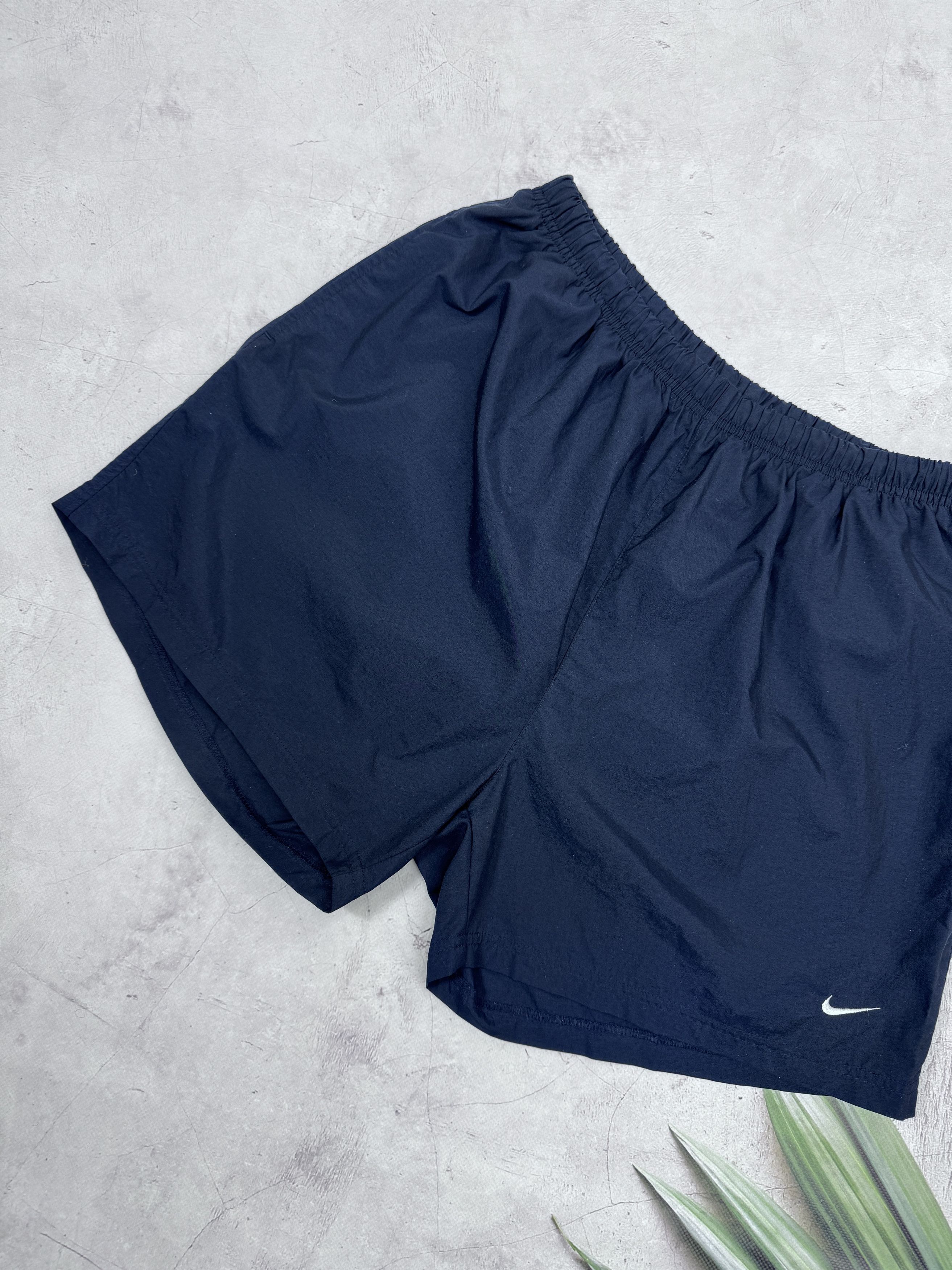 Nike × Vintage Vintage Nike Shorts Swoosh Logo Dark Blue Size US 38 / EU 54 - 2 Thumbnail