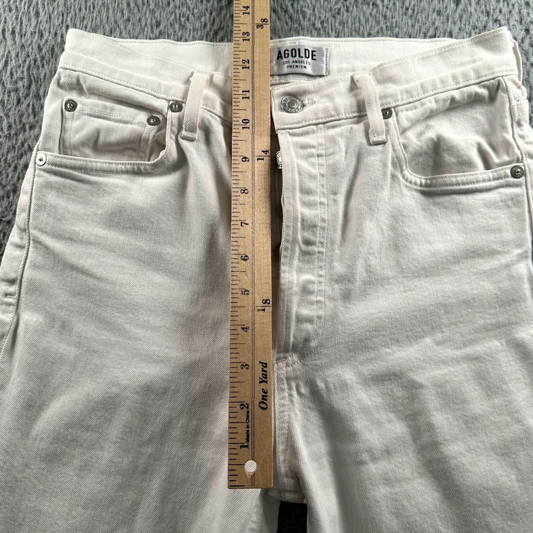 Agolde AGOLDE Jeans Womens 27 Nico High Rise Ankle Button Fly Raw Hem Slim White Size 27" / US 4 / IT 40 - 7 Thumbnail