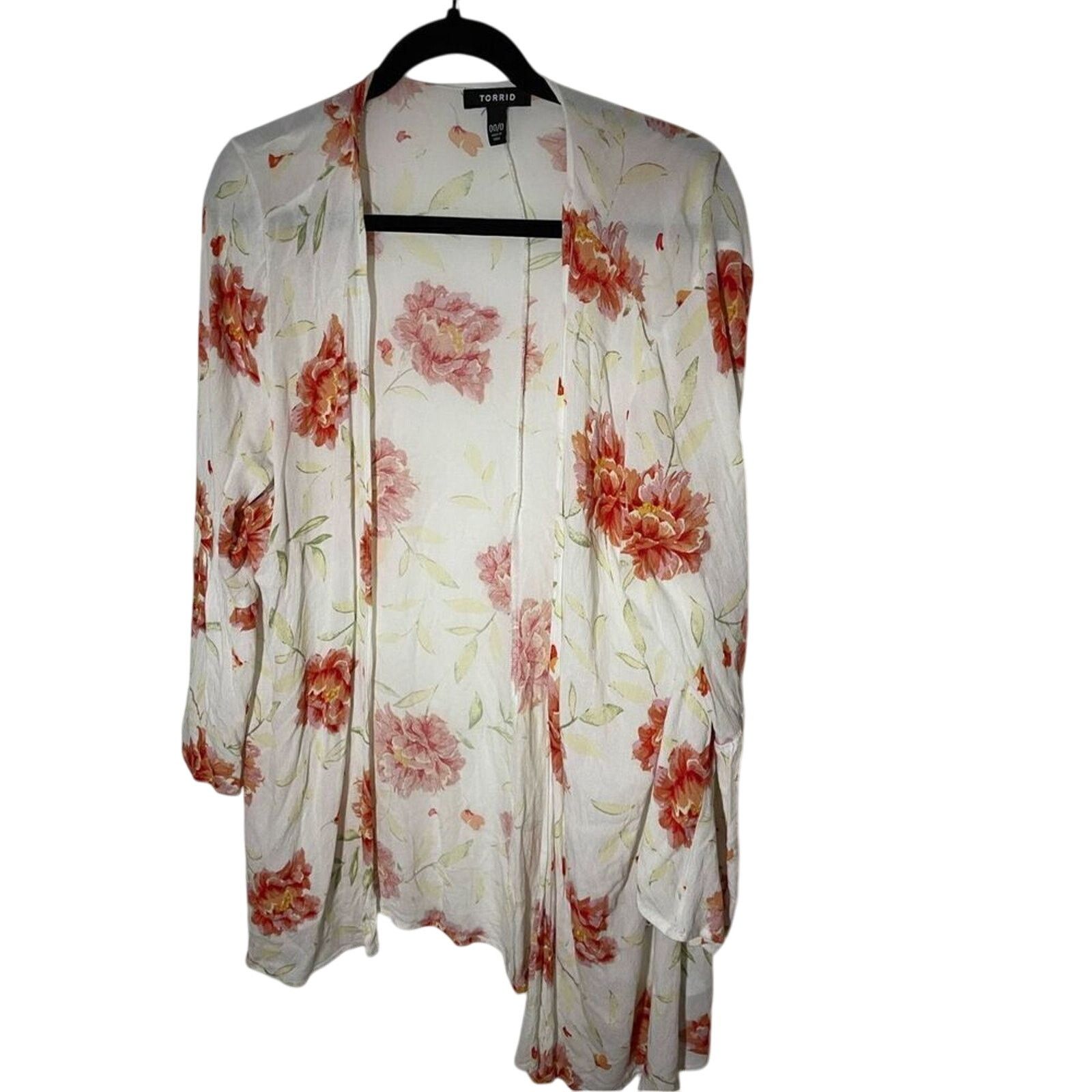 Other Torrid Womens 0/00 Large Floral Open Front Duster Cottage Size L / US 10 / IT 46 - 1 Thumbnail