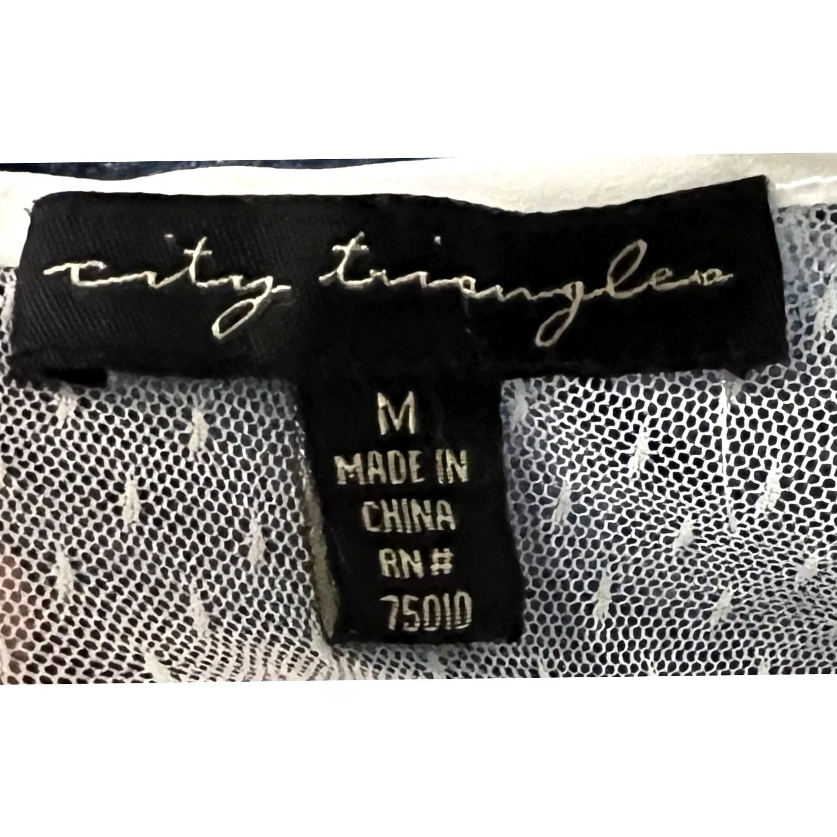 Vintage City Triangles Women's White Mini Shift Dress Chiffon Lace Trim Size M Mid 35" Length White Womens Shift Dress Size M / US 6-8 / IT 42-44 - 7 Thumbnail