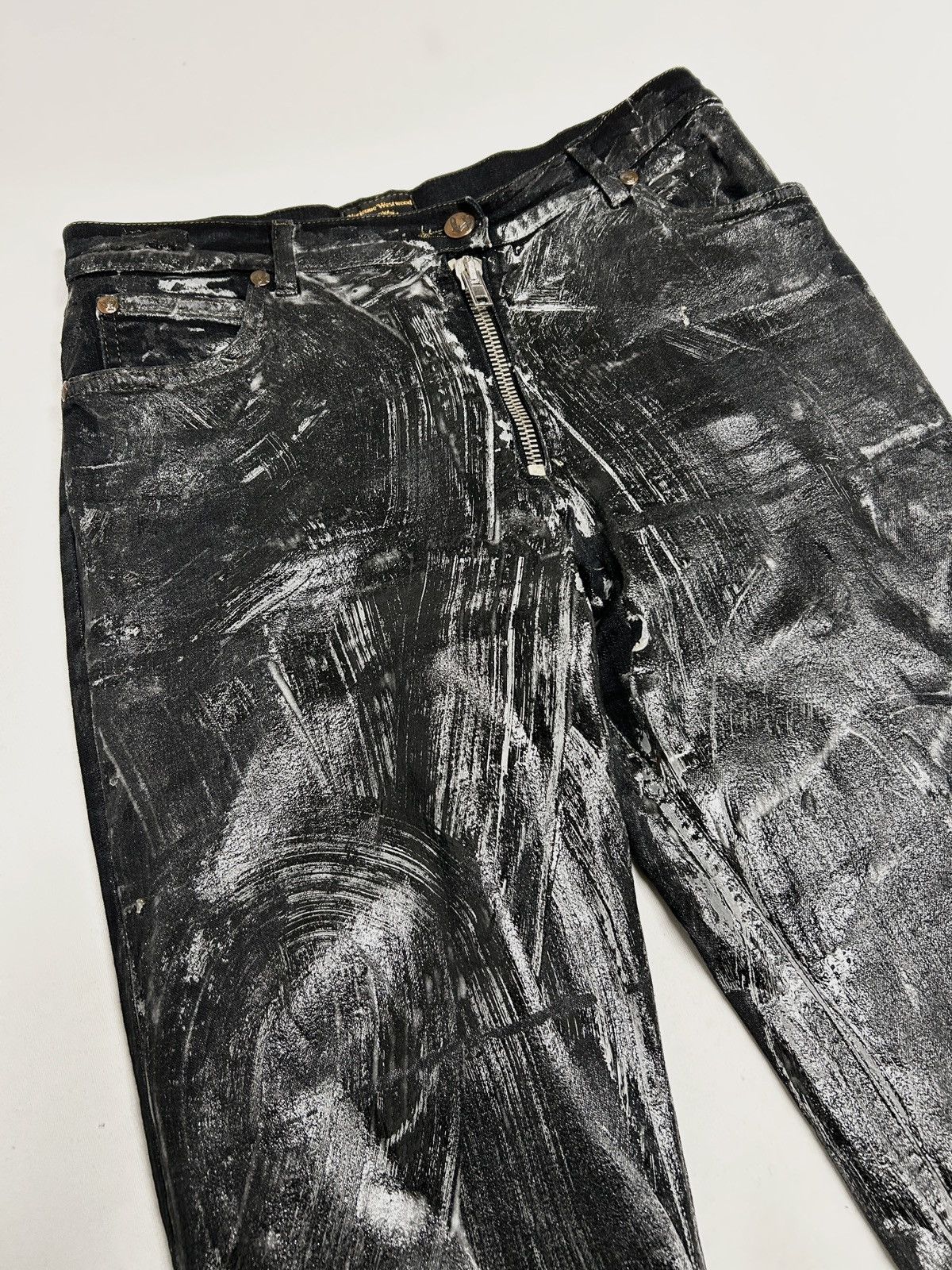 Vivienne Westwood c.2010 Waxed Zip Denim Pants Size US 29 - 5 Thumbnail