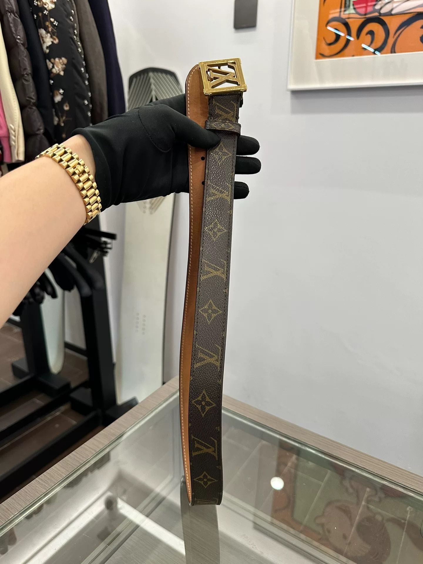Louis Vuitton LV Classic Brown Monogram 3cm Gold Buckle Belt Size ONE SIZE - 1 Thumbnail