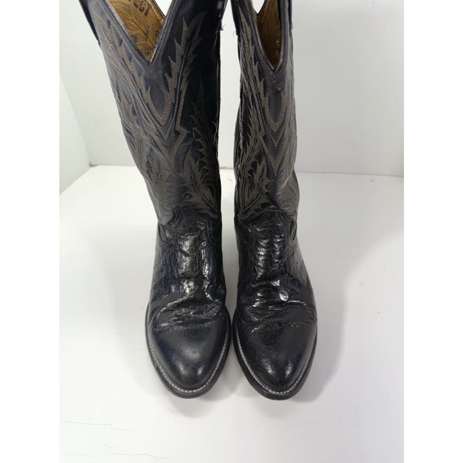 Tony Lama Tony Lama Boots Men Size 7 EE Wide Black Leather Western Ostrich Smooth Cowboy Rodeo Shoe Size US 7 / EU 40 - 2 Thumbnail