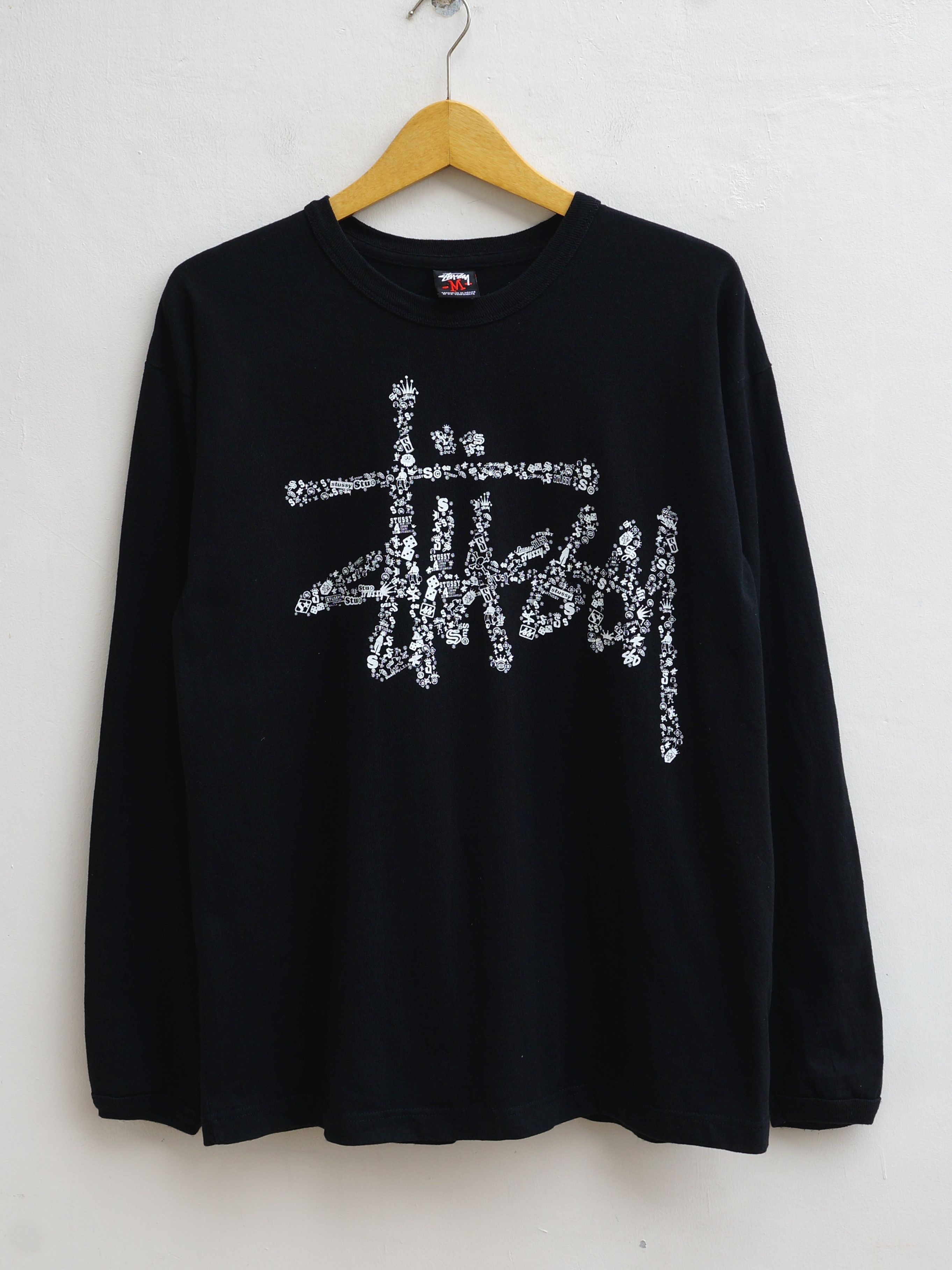 image of 2000S Stussy Longsleeve Tee in Black, Men's (Size Medium)