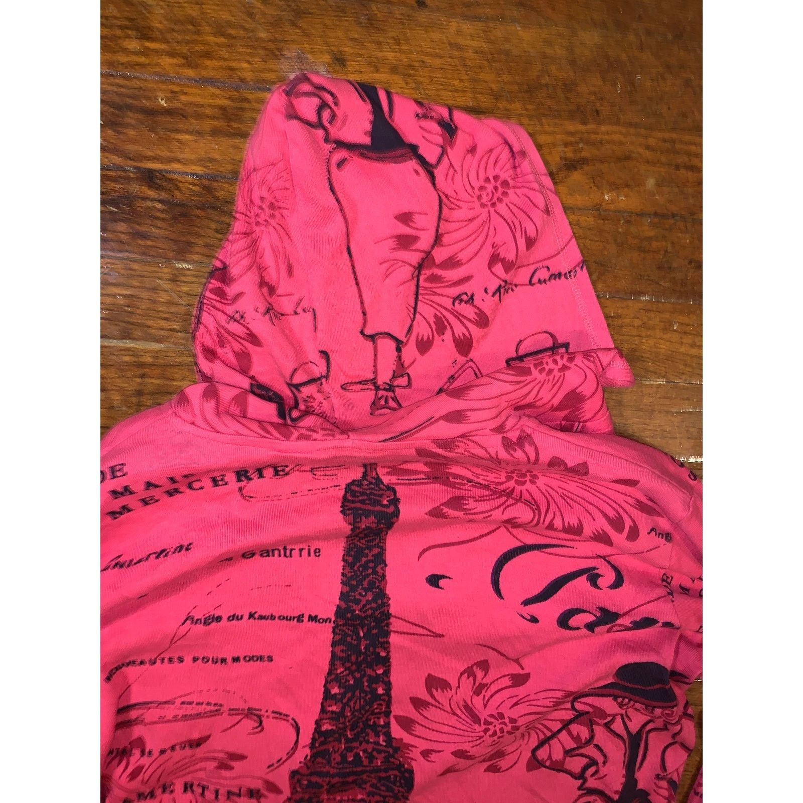Other × Vintage Y2K Paris Eiffel Tower Zip Hoodie Keren Hart Red Large Size L / US 10 / IT 46 - 8 Thumbnail