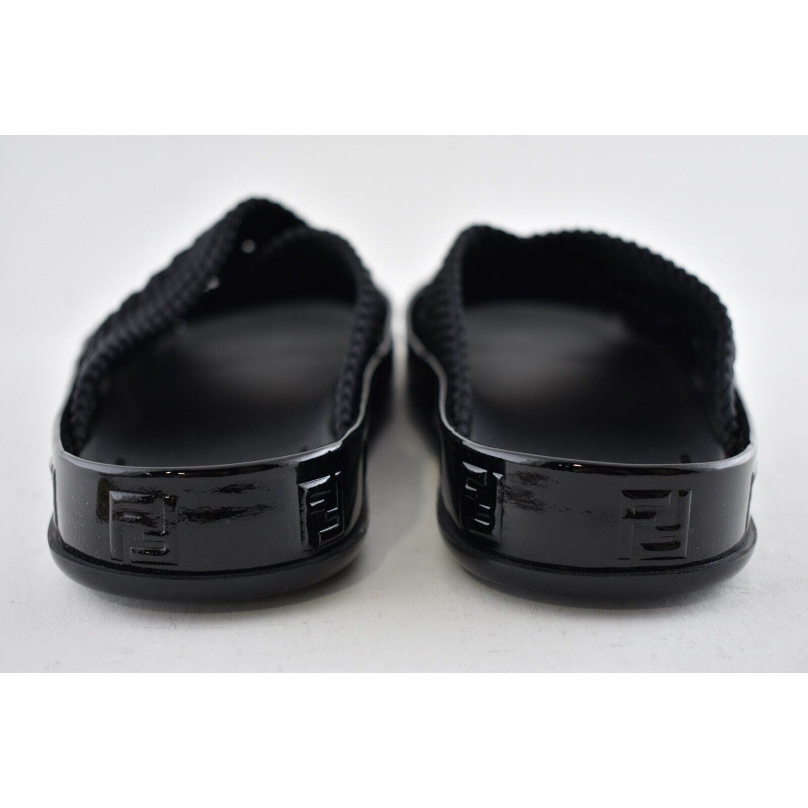 Fendi Fendi Black Criss Cross Woven Logo Mule Slide Slip On Flat Size US 6.5 / IT 36.5 - 11 Thumbnail