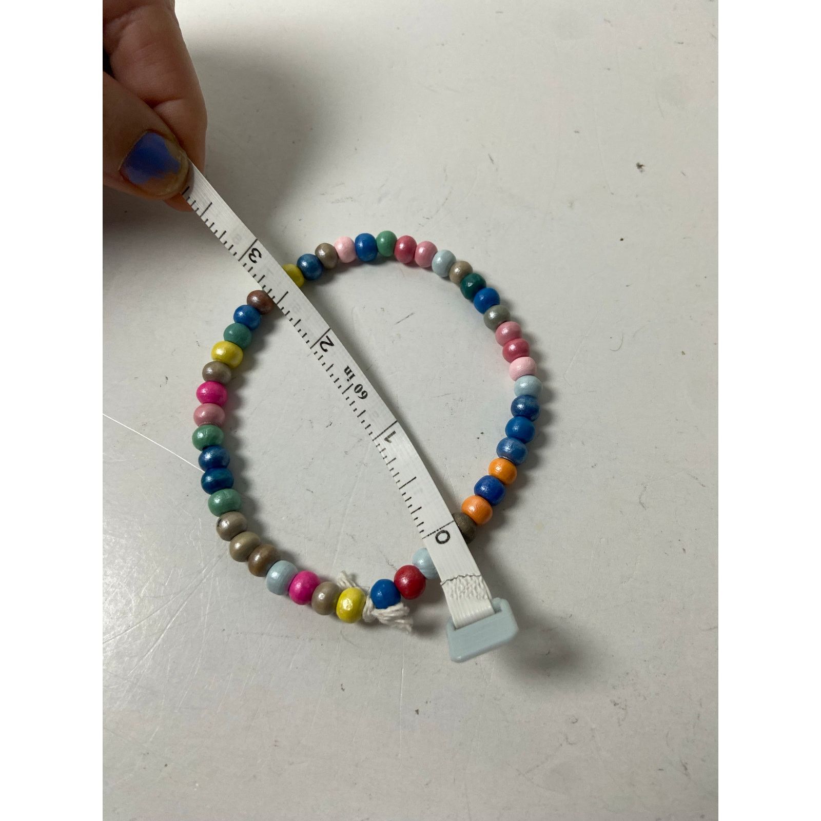 Handmade Colorful Wood Bead Bracelet - Fits Large Wrist - Boho Style Size ONE SIZE - 4 Thumbnail
