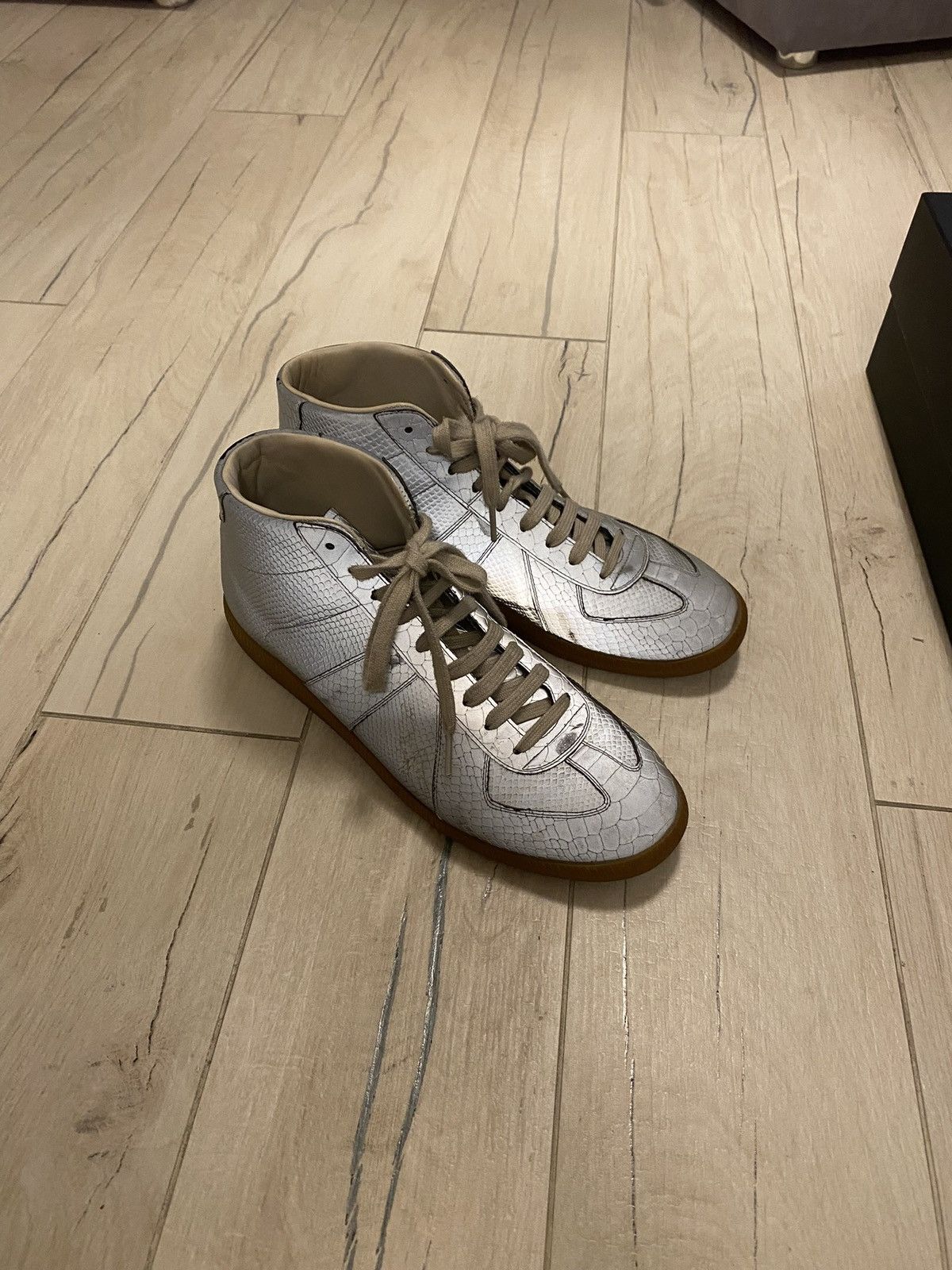 Maison Margiela Maison Margiela Snakeskin Reflective High Top Sneakers Size US 10 / EU 43 - 4 Thumbnail