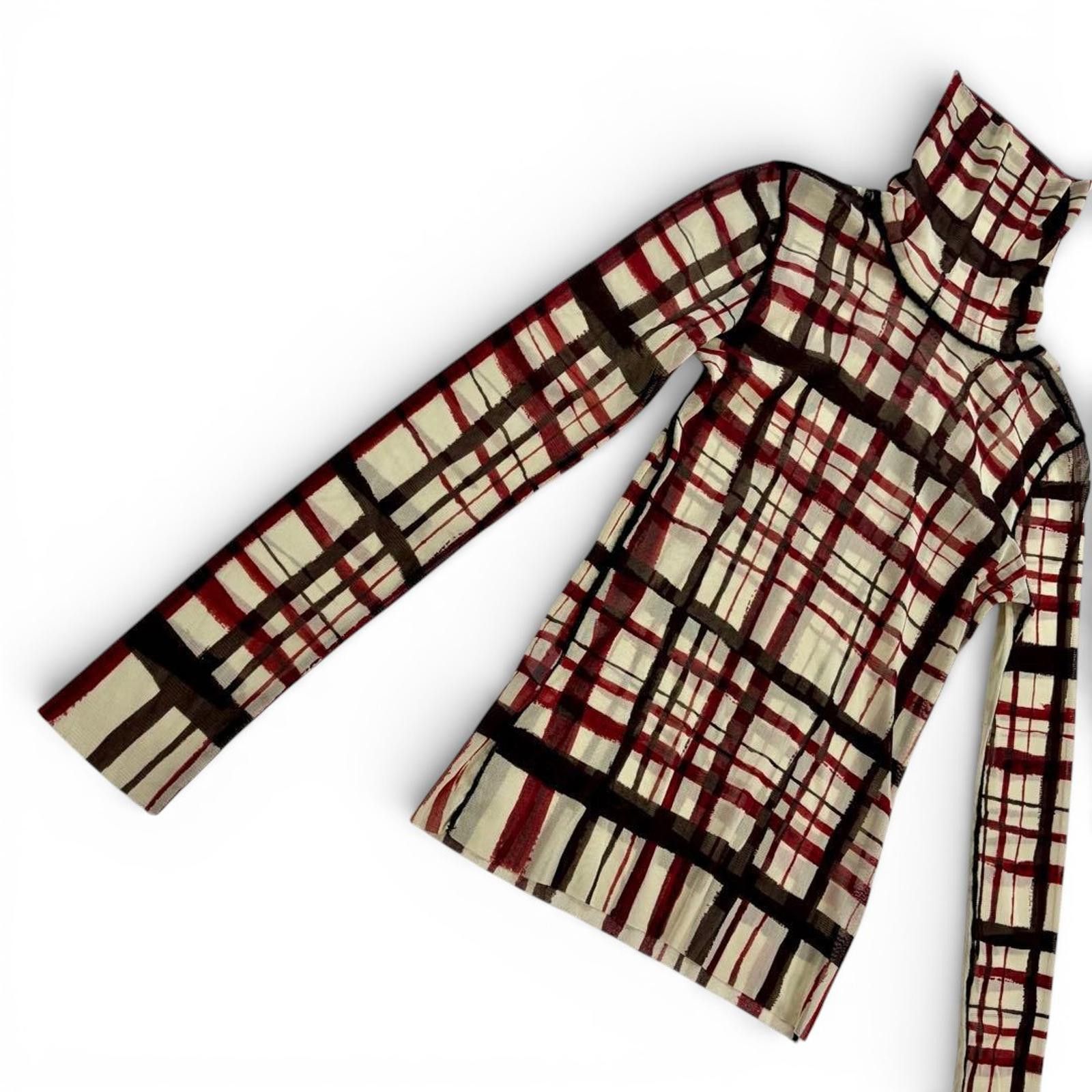 Jean Paul Gaultier Jean Paul Gaultier - Turtleneck Powernet Check Sheer Sleeves Size M / US 6-8 / IT 42-44 - 4 Thumbnail