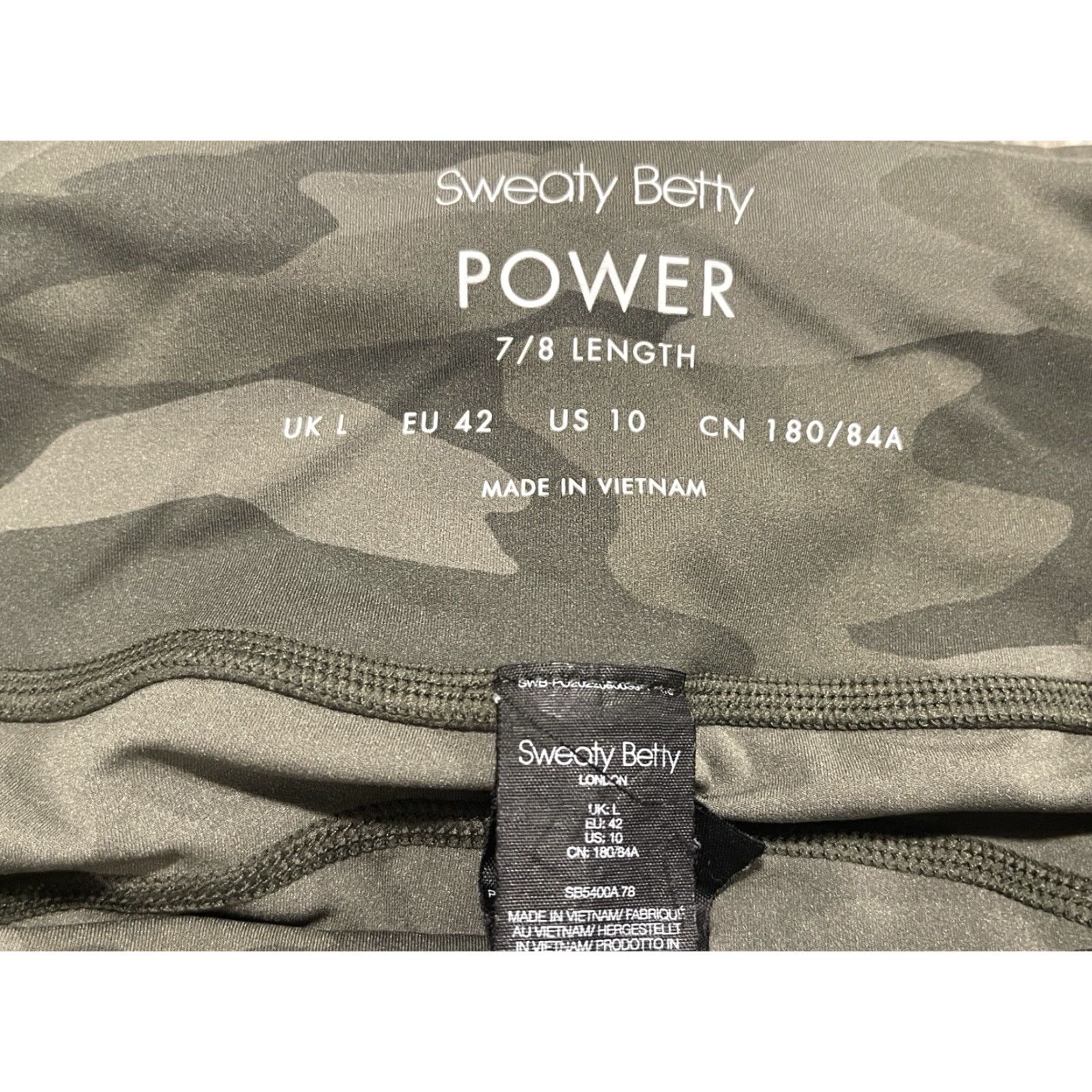Sweaty Betty VINTAGE Sweaty Betty Power 7/8 Length Leggings/Pants Womens 10 Green Camo Size 32" / US 10 / IT 46 - 2 Thumbnail