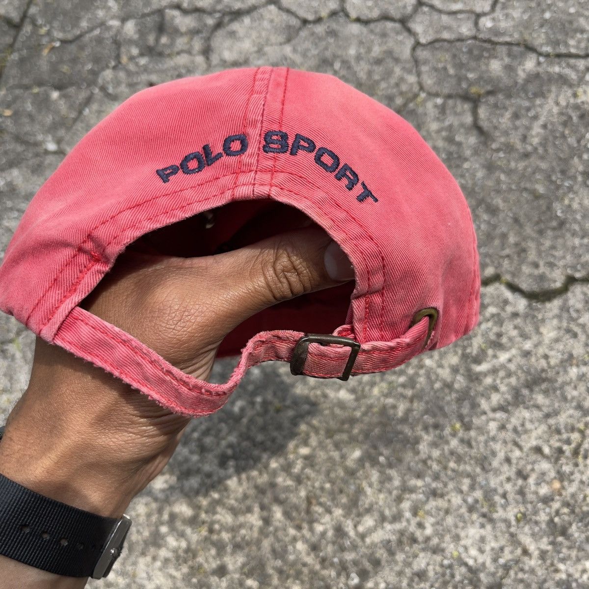 Polo Ralph Lauren × Vintage Vintage 90s Polo Sport Polo Bear Thrashed Hat Size ONE SIZE - 4 Thumbnail