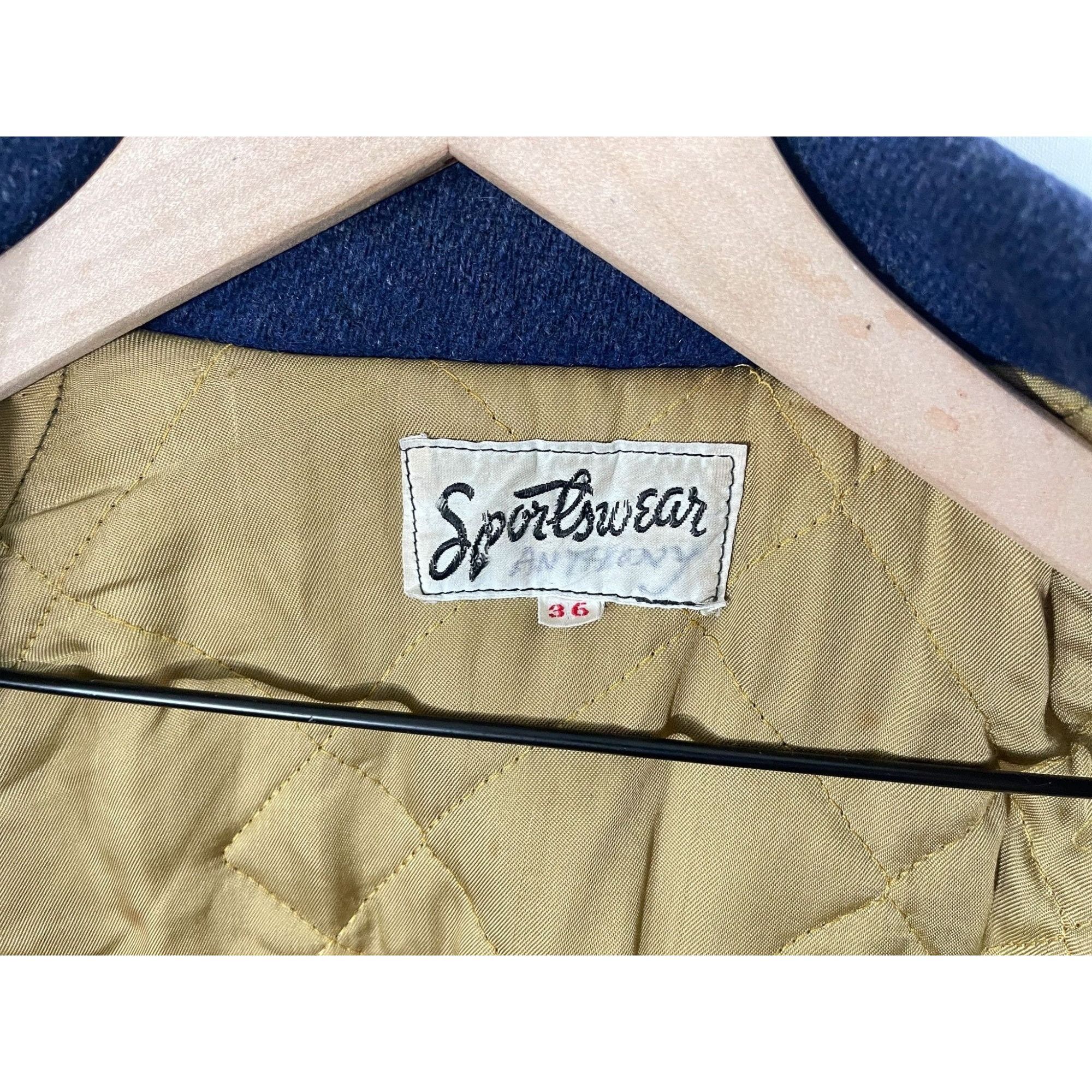 Vintage 1950s 1960s Leather Sleeve Collared Varsity Jacket Size US S / EU 44-46 / 1 - 6 Thumbnail