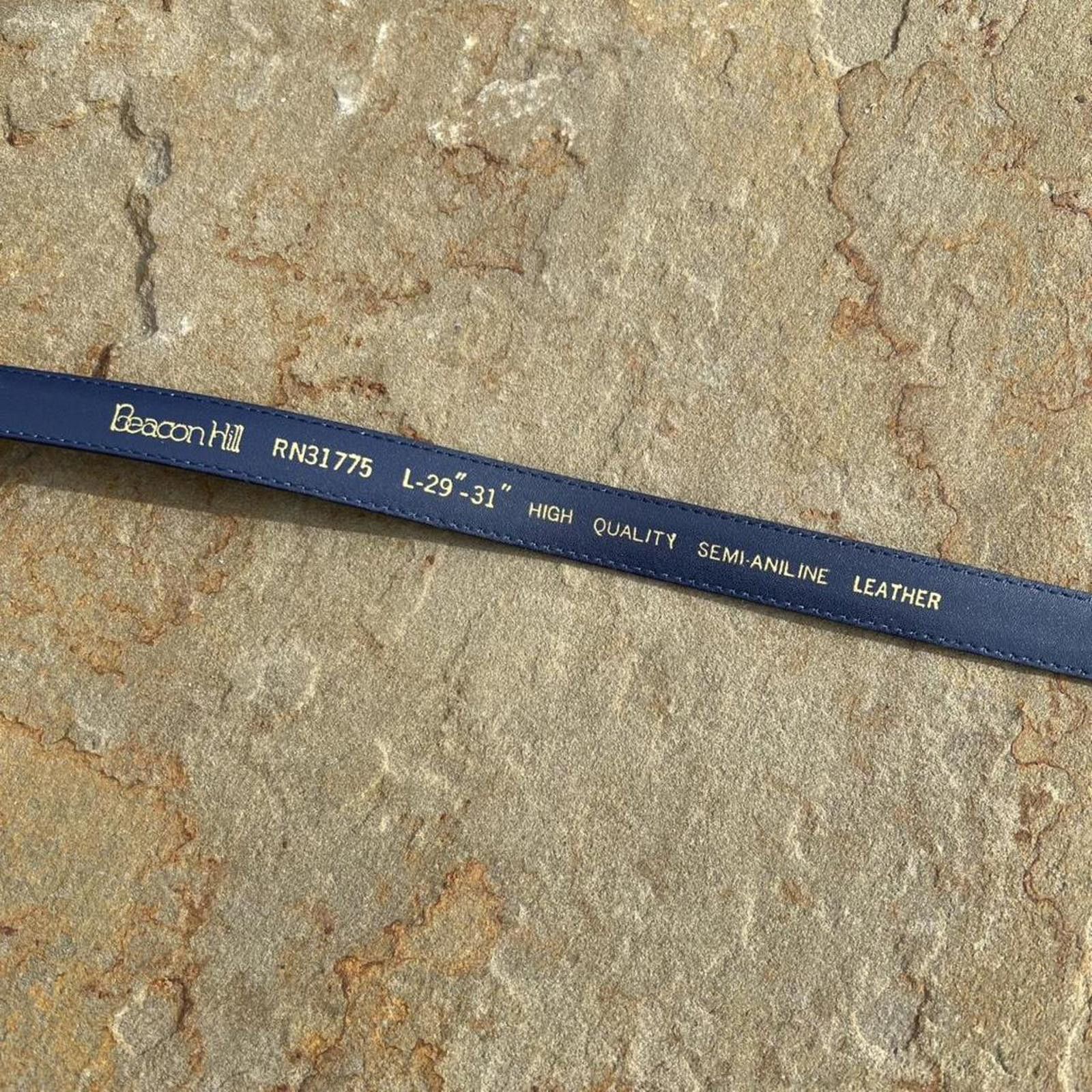 Vintage Deadstock NWT Vintage 90s Blue Leather Thin Square Tip Belt Size ONE SIZE - 7 Thumbnail