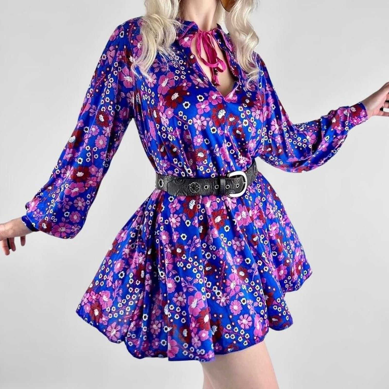 Free People Free People retro 60s flower power mini dress Size S / US 4 / IT 40 - 1 Thumbnail