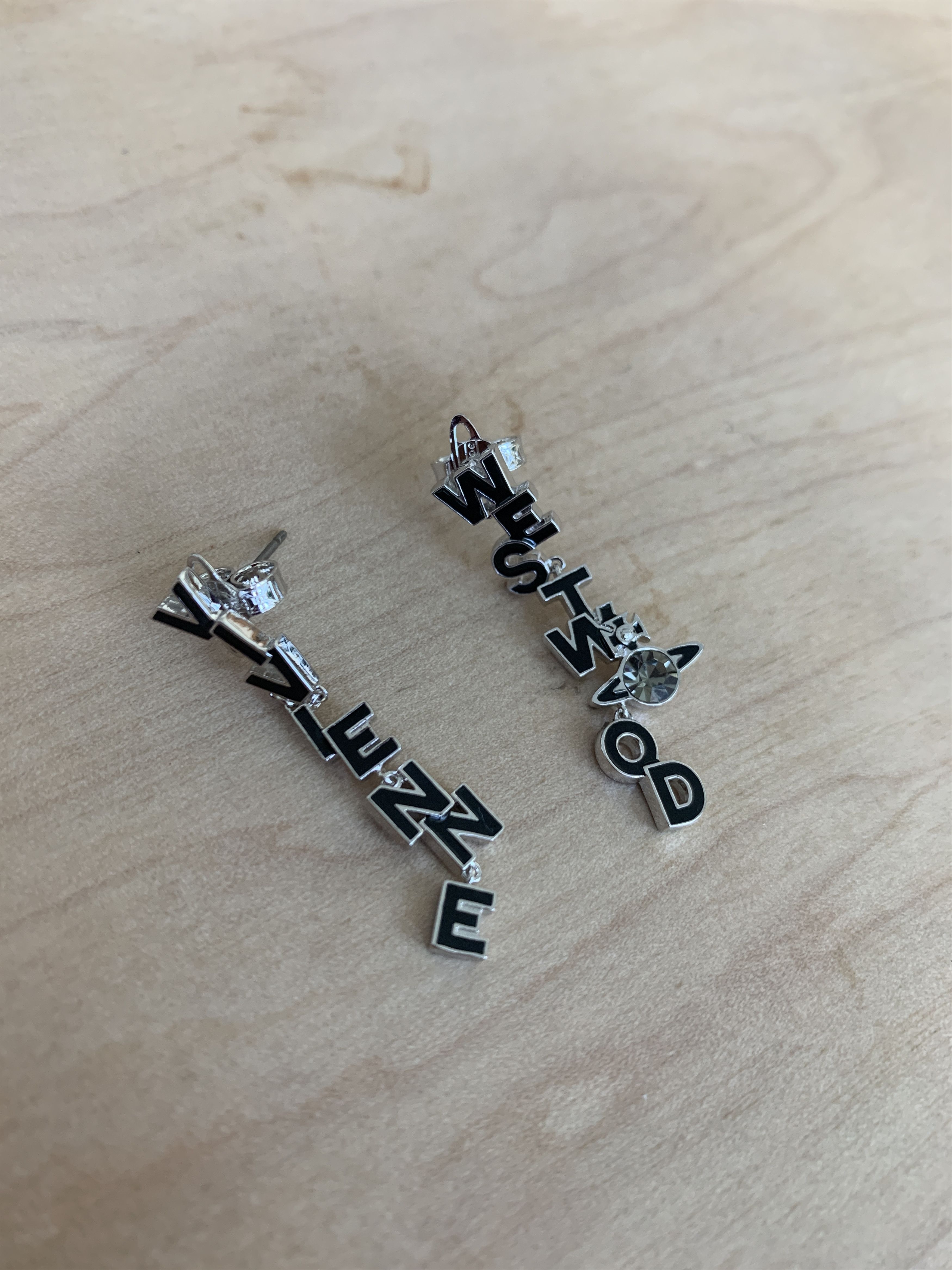 Vivienne Westwood Dangling Jointed Vivienne Westwood Text Earrings w/ Orb Size ONE SIZE - 8 Thumbnail